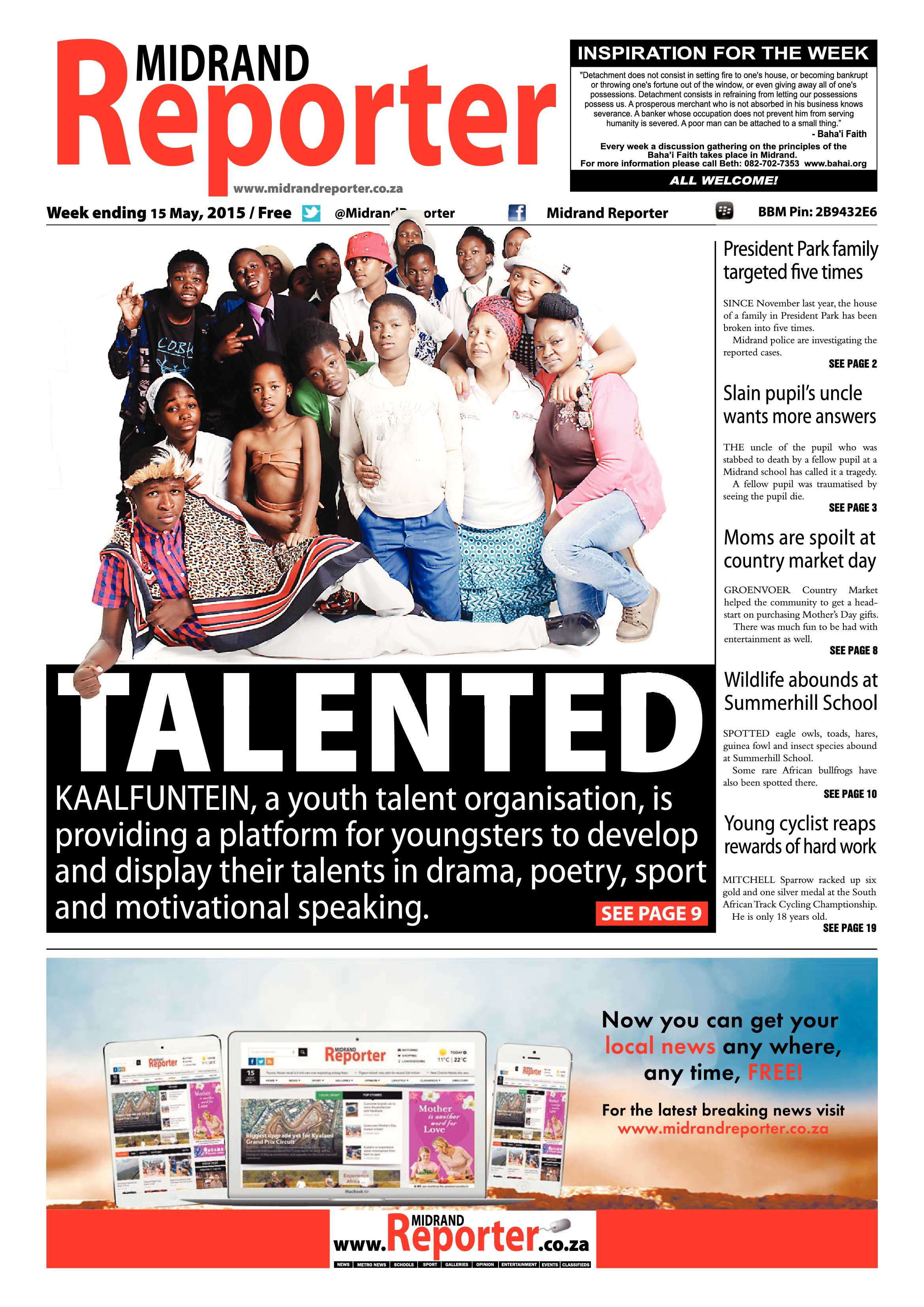 Midrand Reporter 15 May 2015 page 1