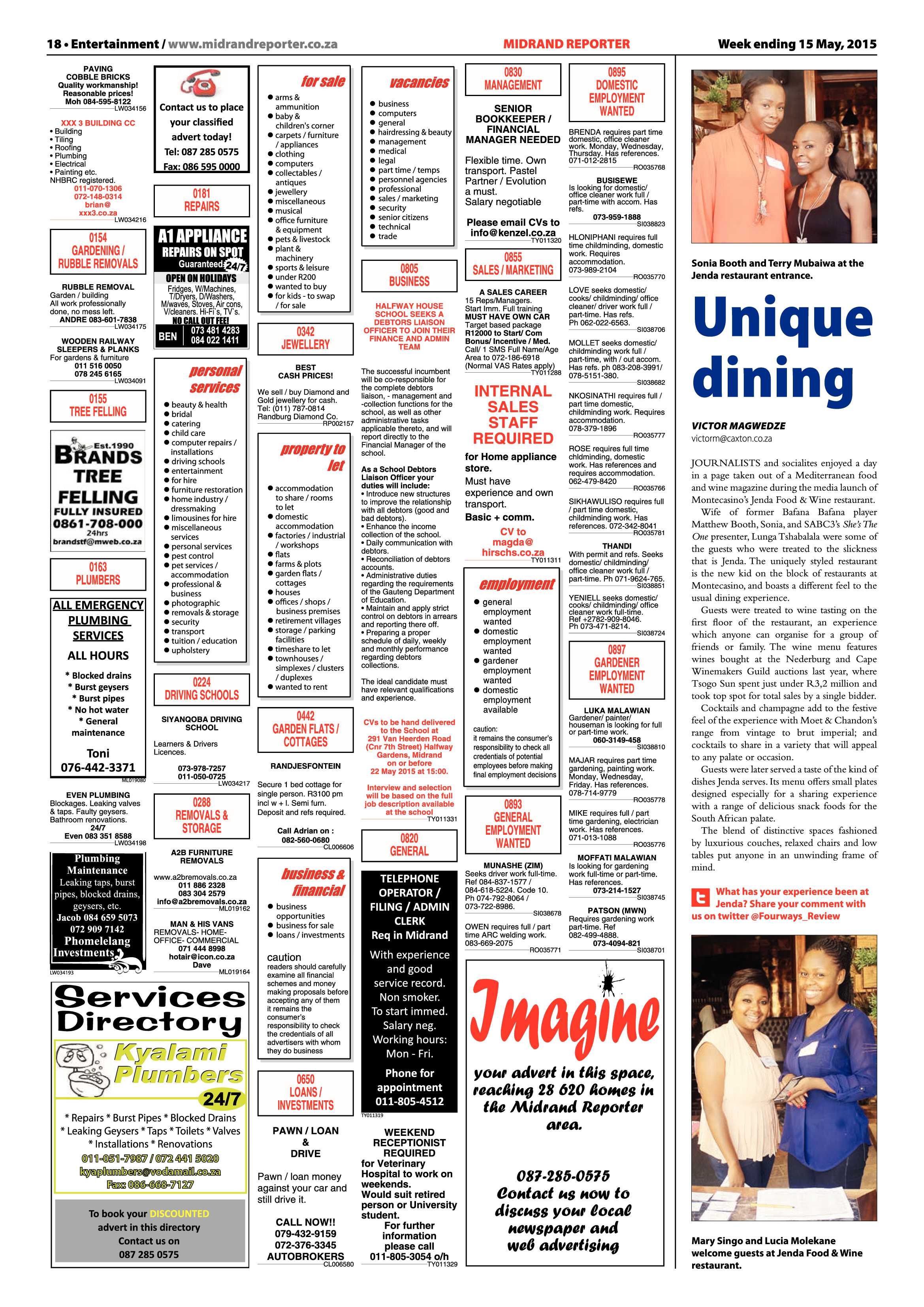 Midrand Reporter 15 May 2015 page 18