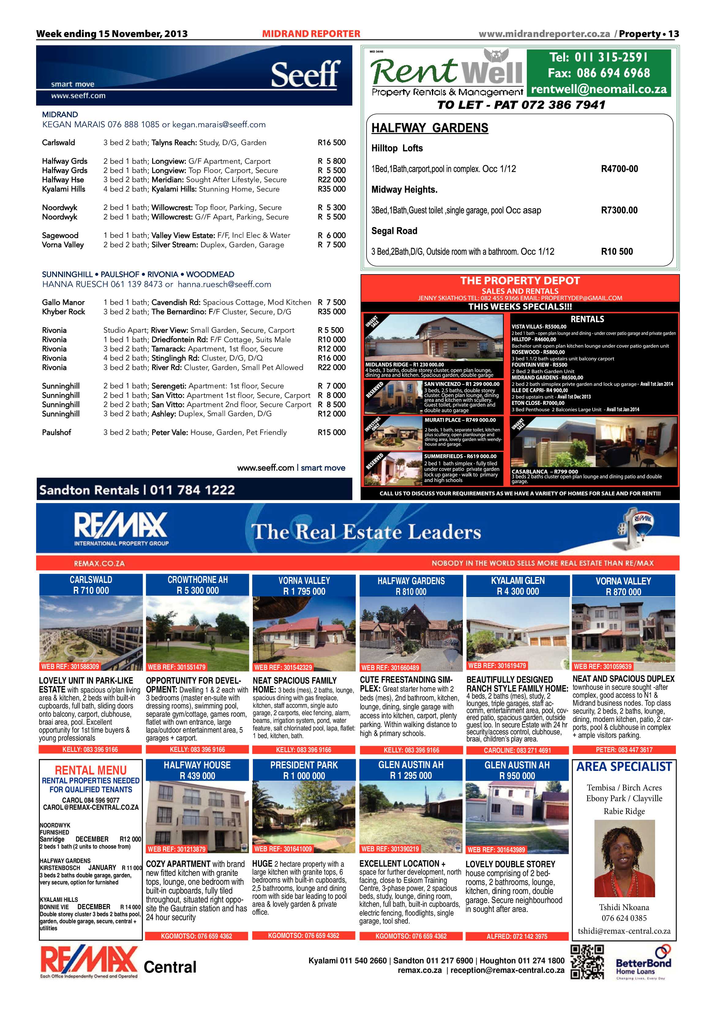 Midrand Reporter 15 November 2013 page 13