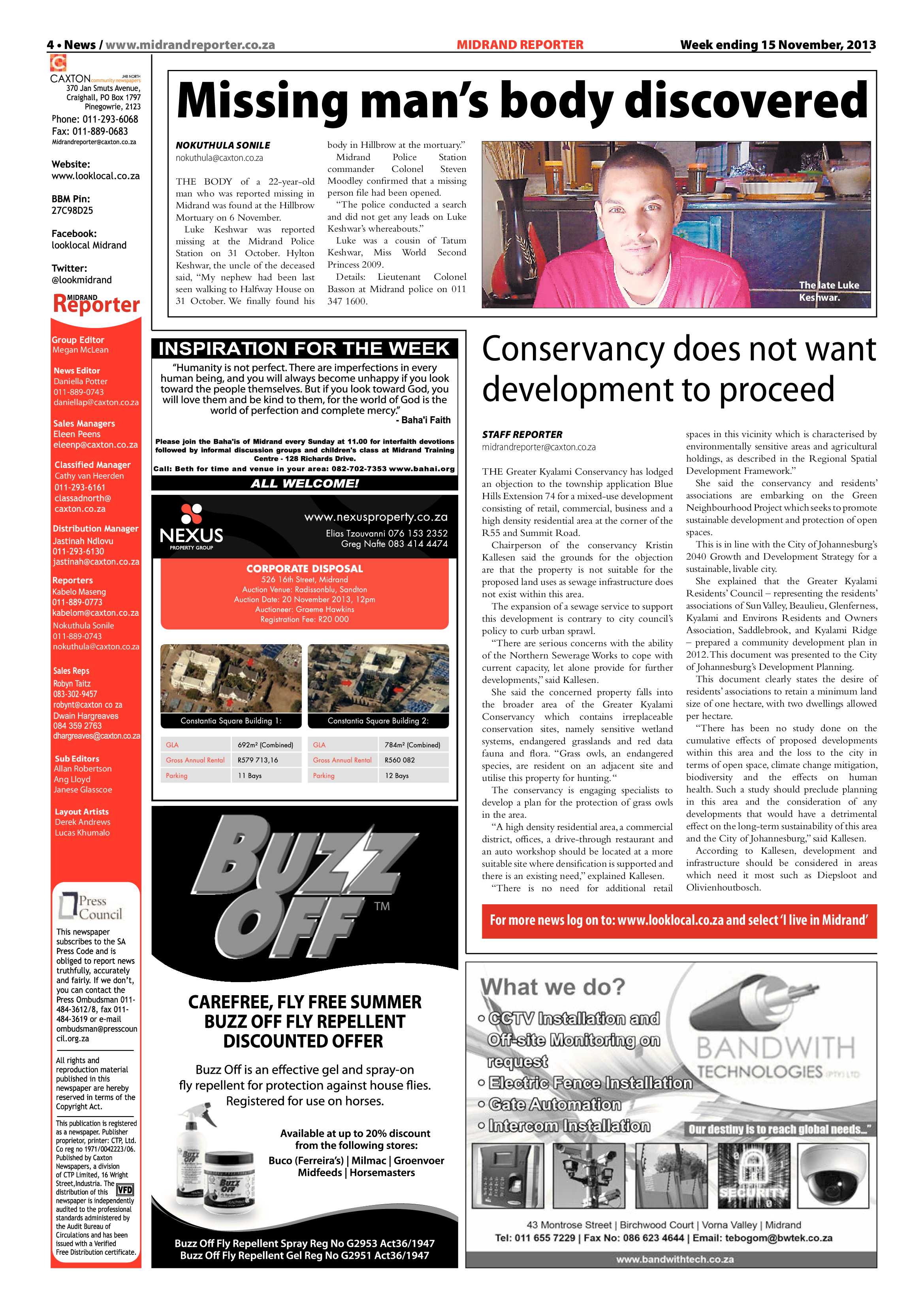Midrand Reporter 15 November 2013 page 4