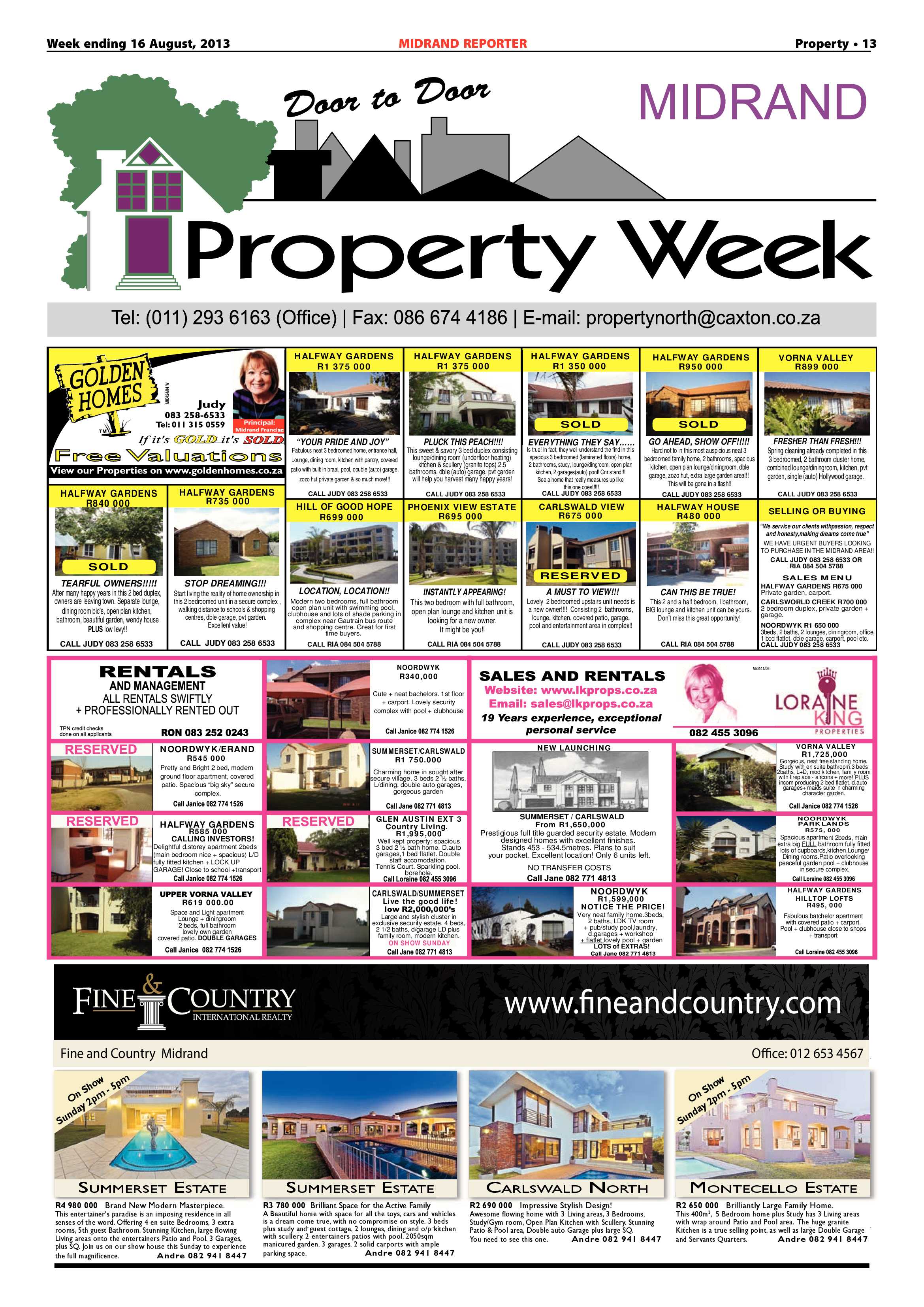 Midrand Reporter 16 August 2013 page 13