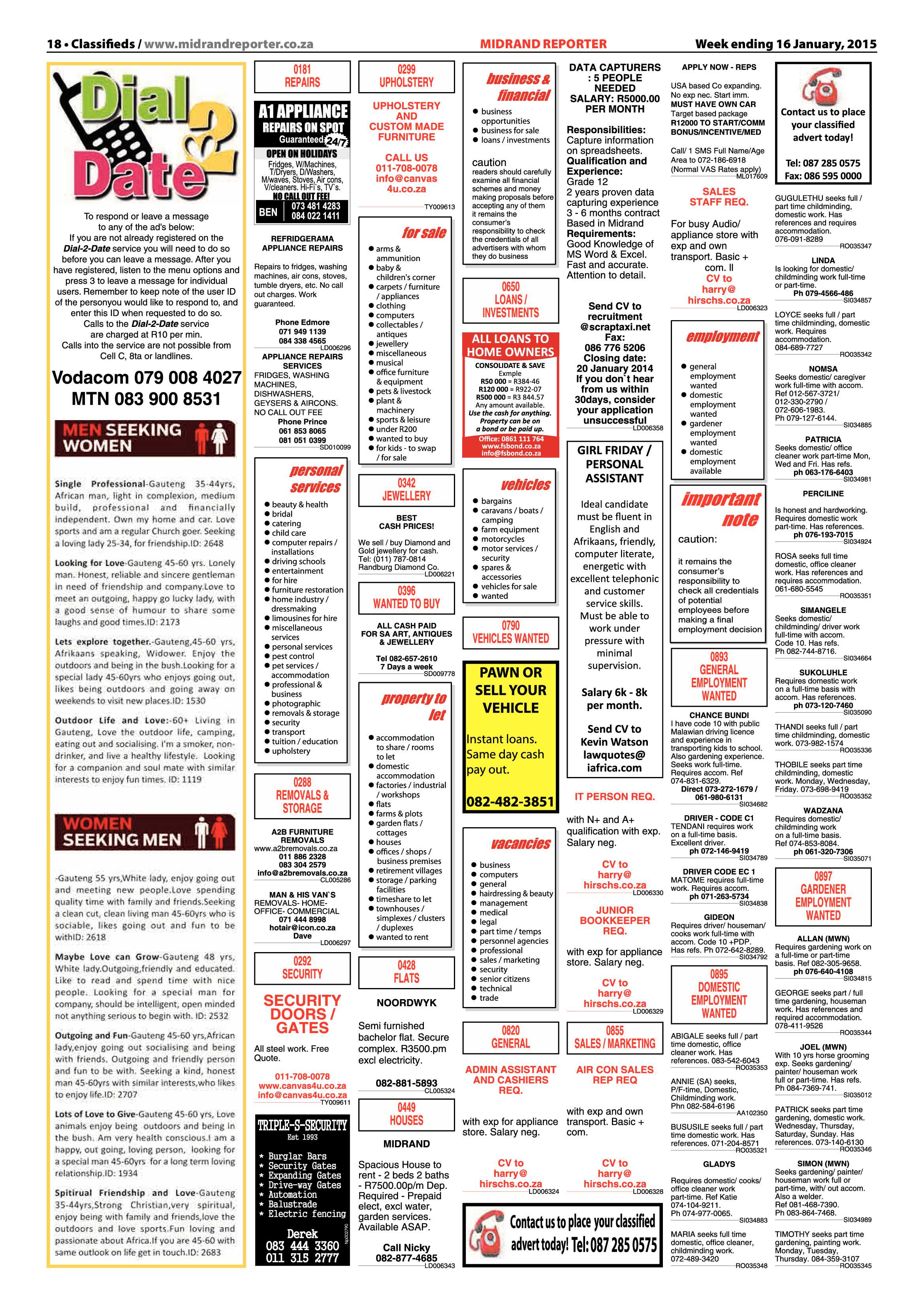 Midrand Reporter 16 January 2015 page 18