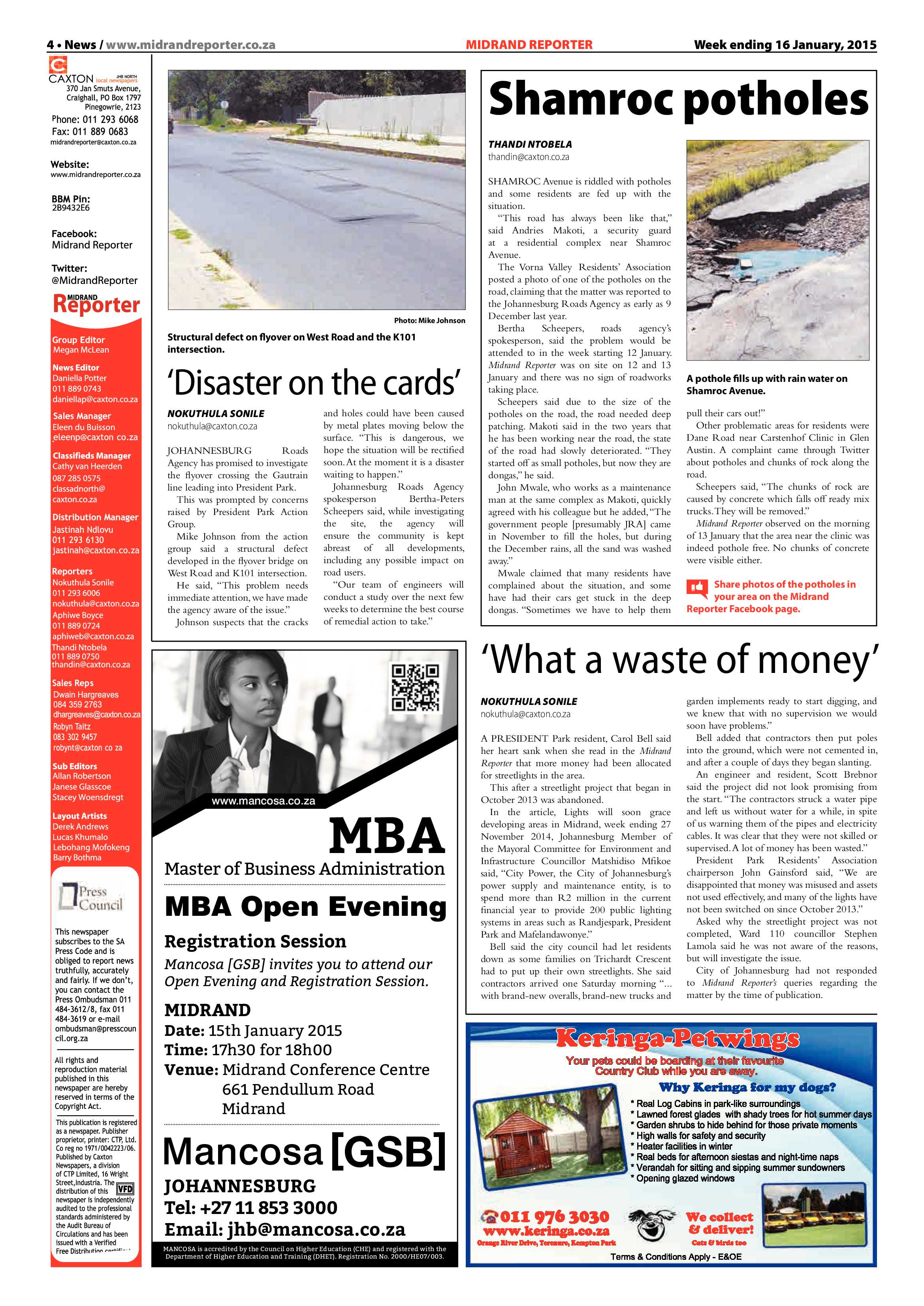 Midrand Reporter 16 January 2015 page 4