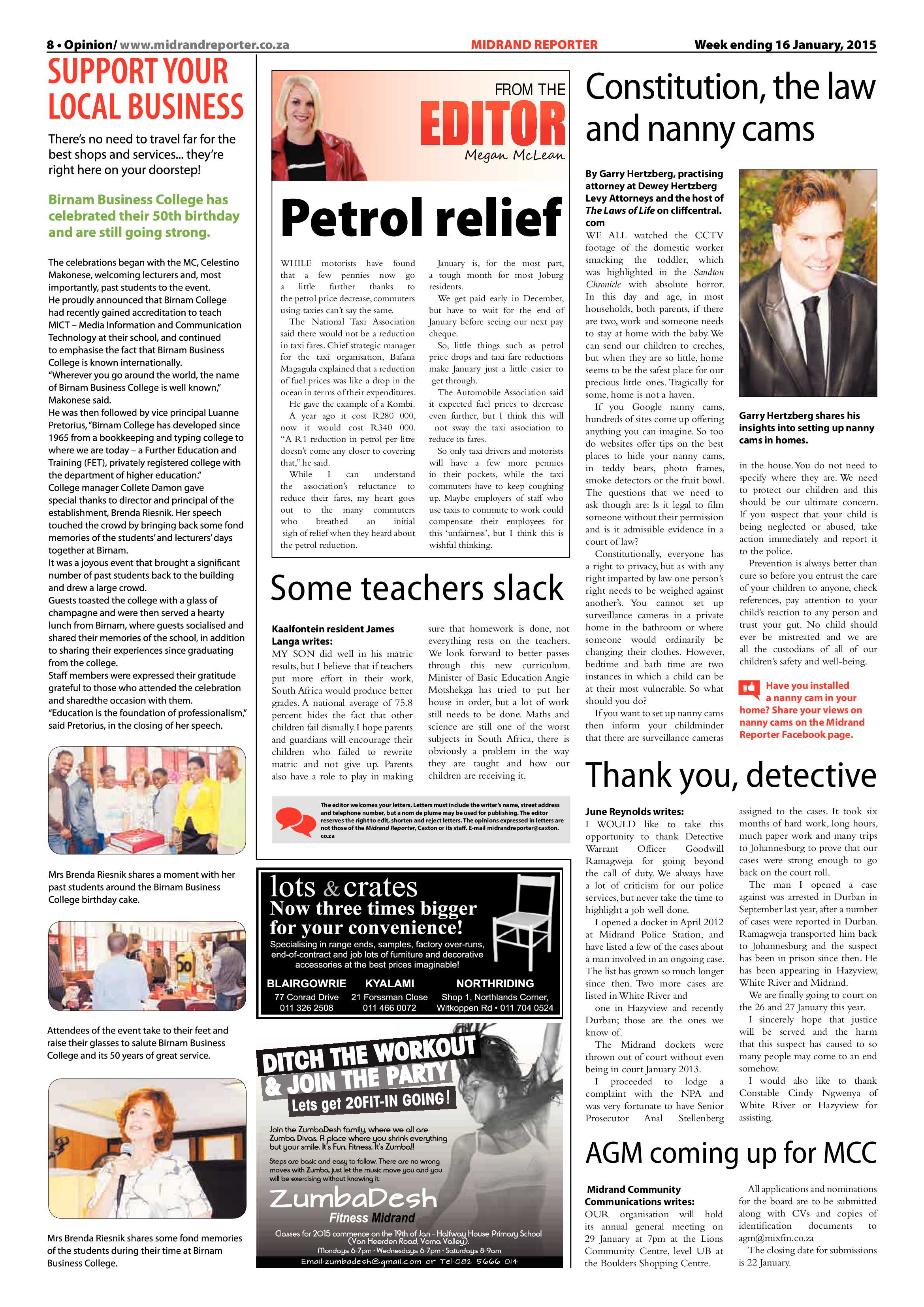 Midrand Reporter 16 January 2015 page 8