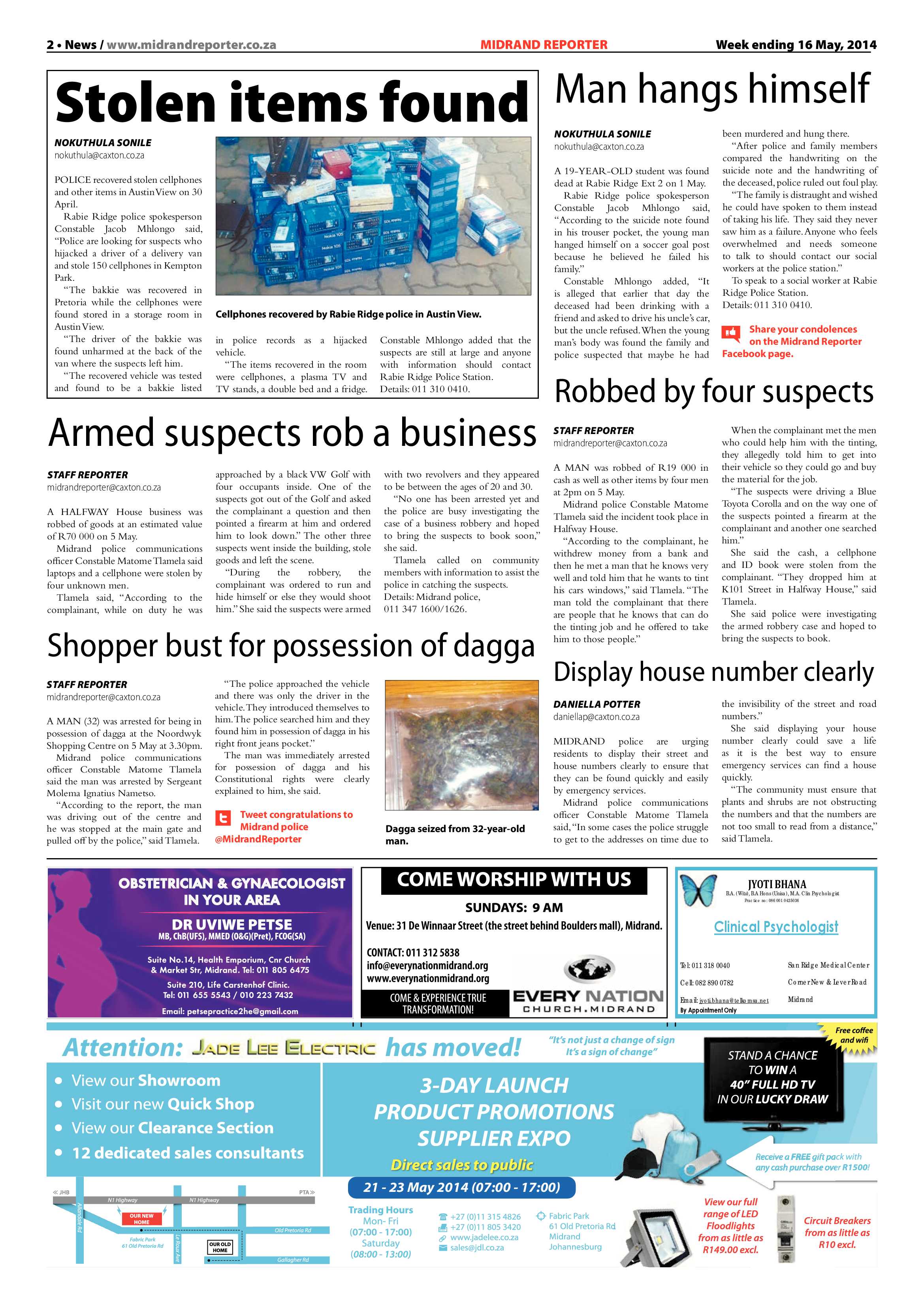 Midrand Reporter 16 May 2014 page 2