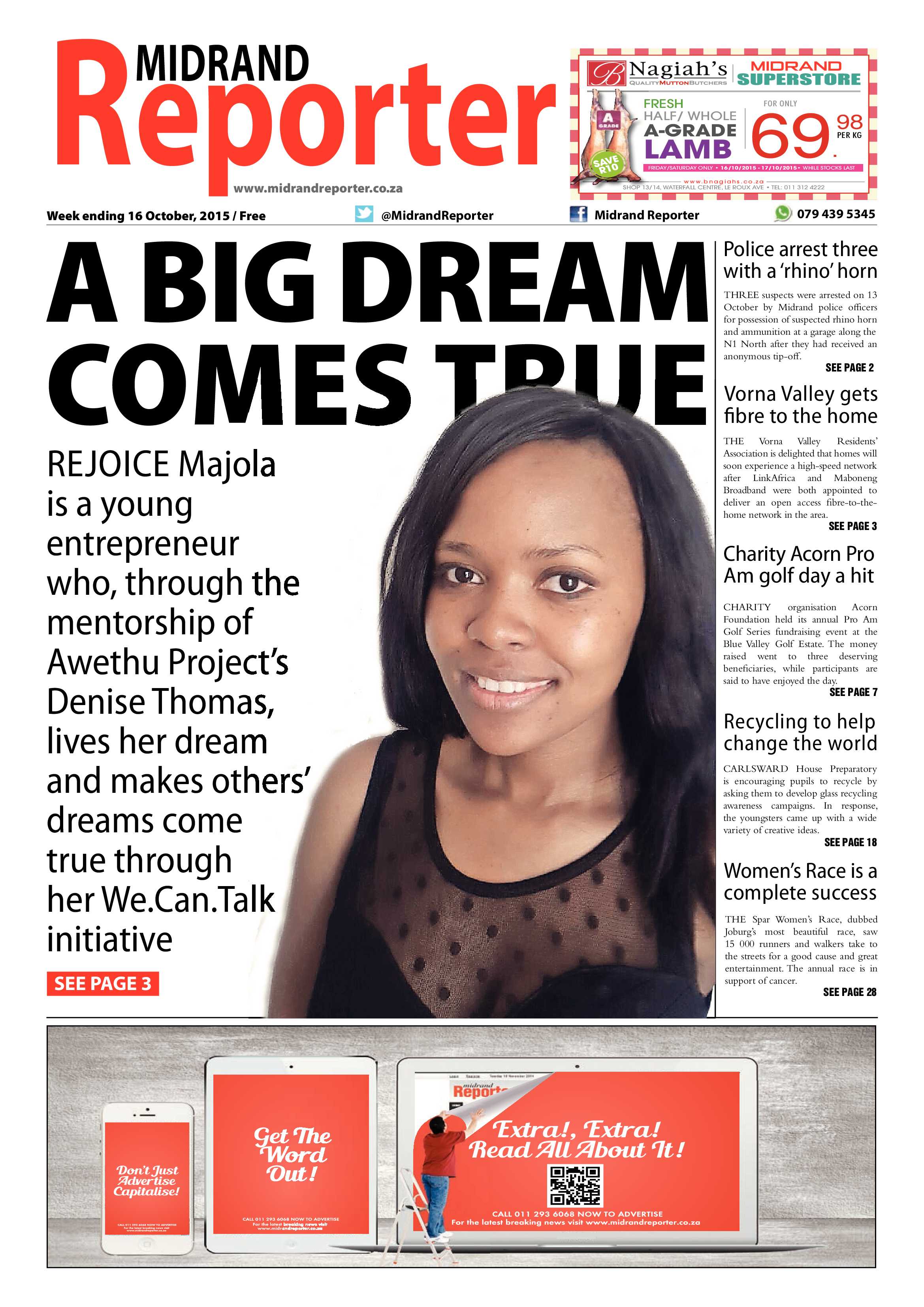 Midrand Reporter 16 October 2015 page 1