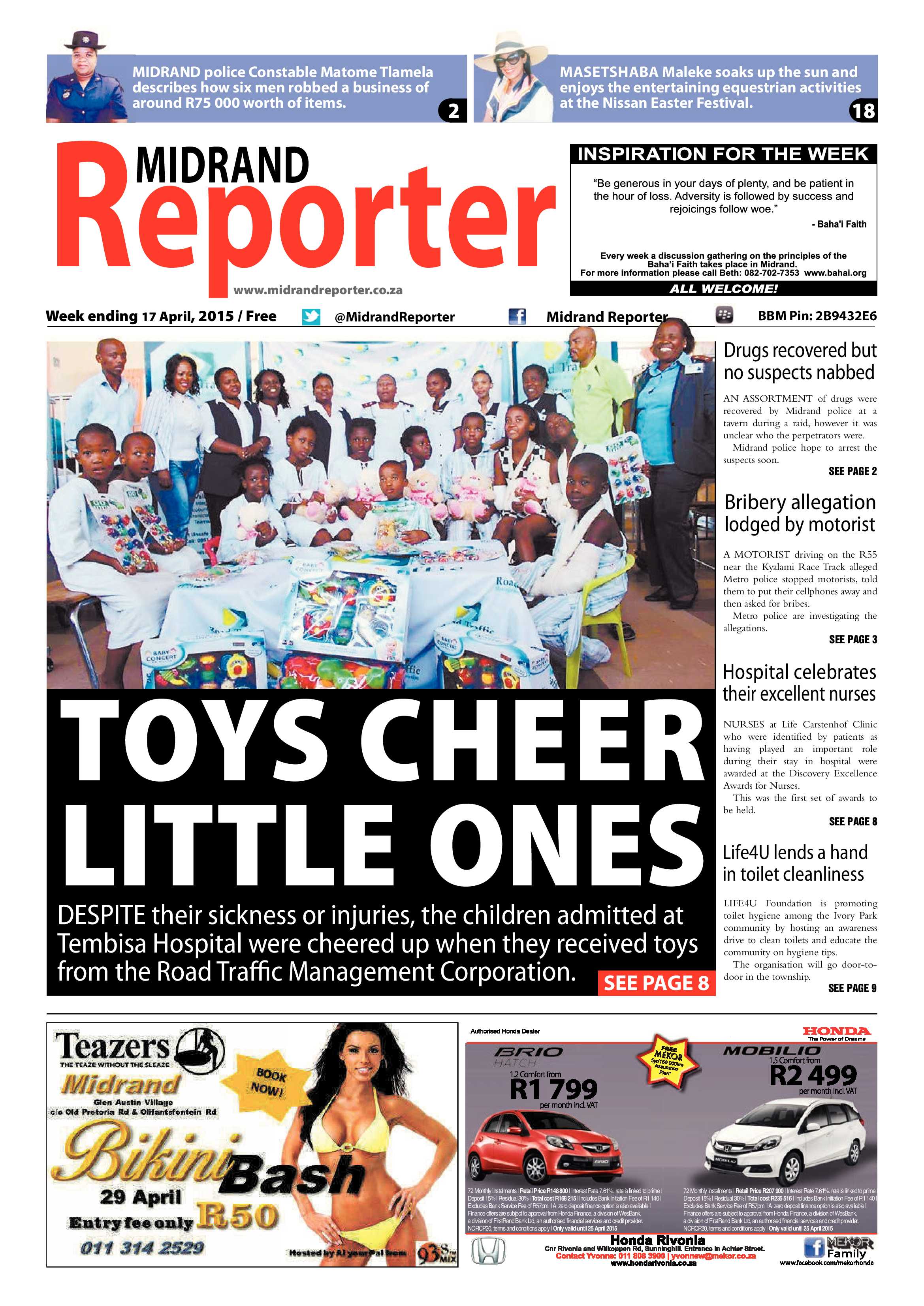 Midrand Reporter 17 April 2015 page 1