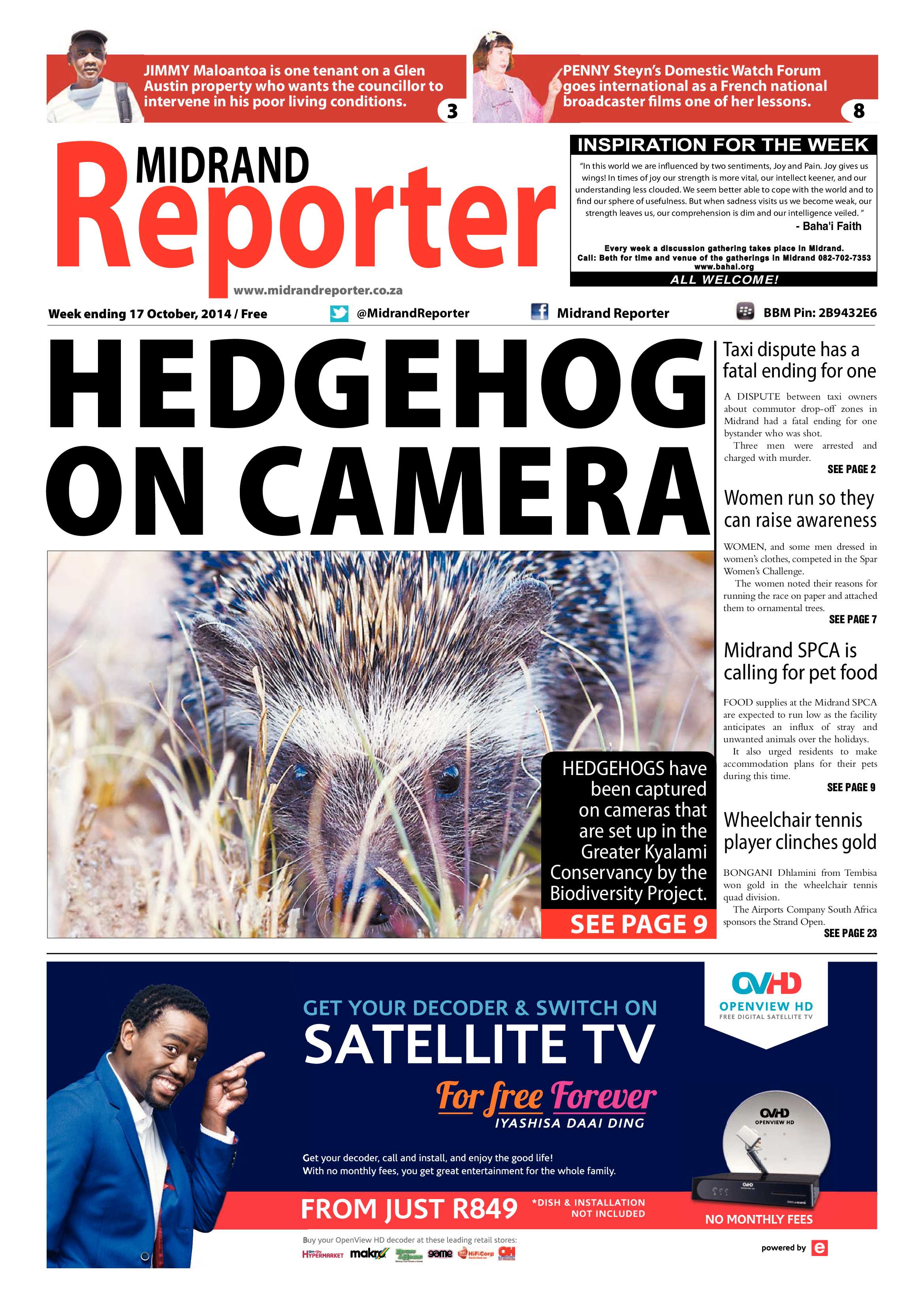 Midrand Reporter 17 October 2014 page 1