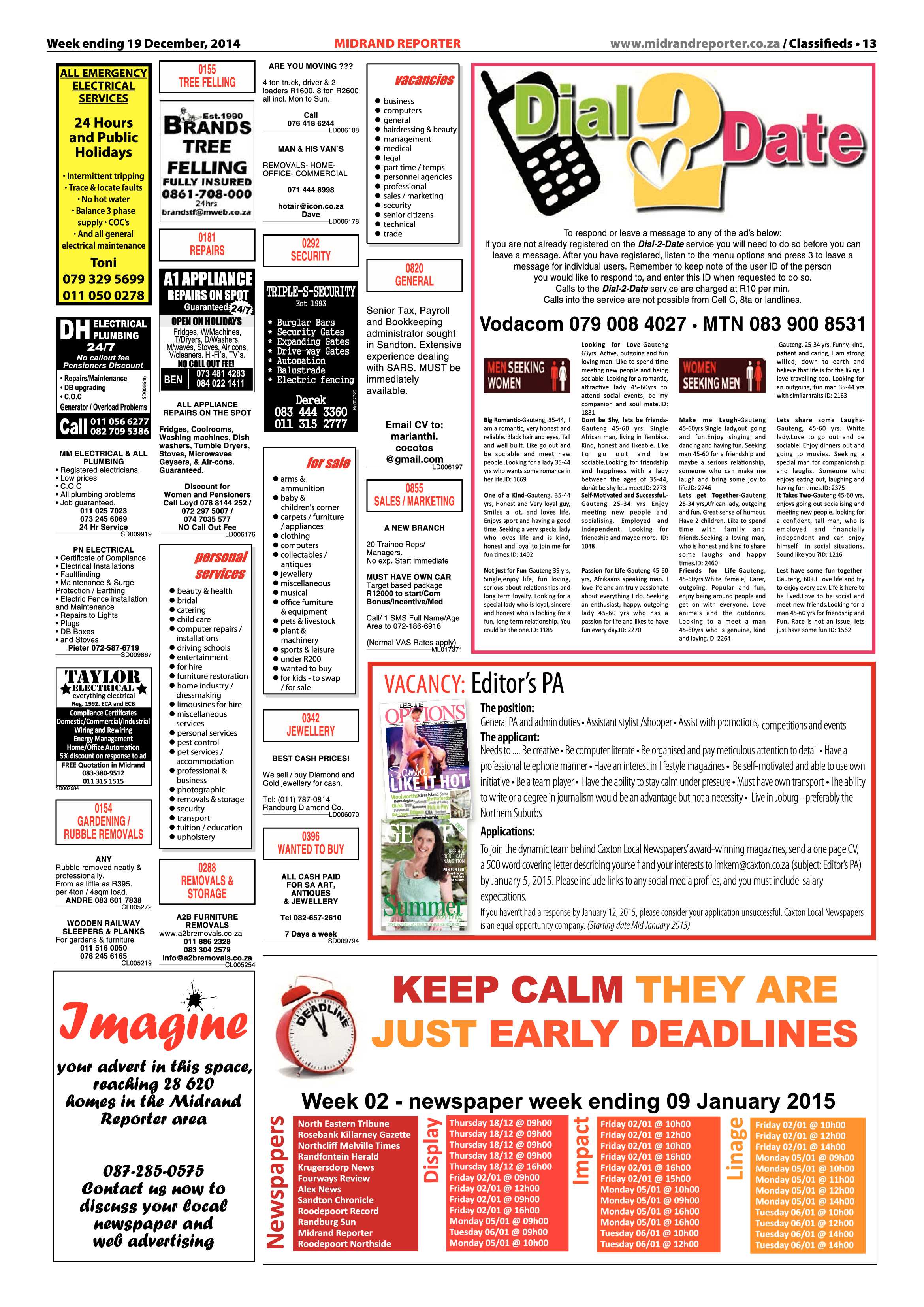 Midrand Reporter 19 December 2014 page 13