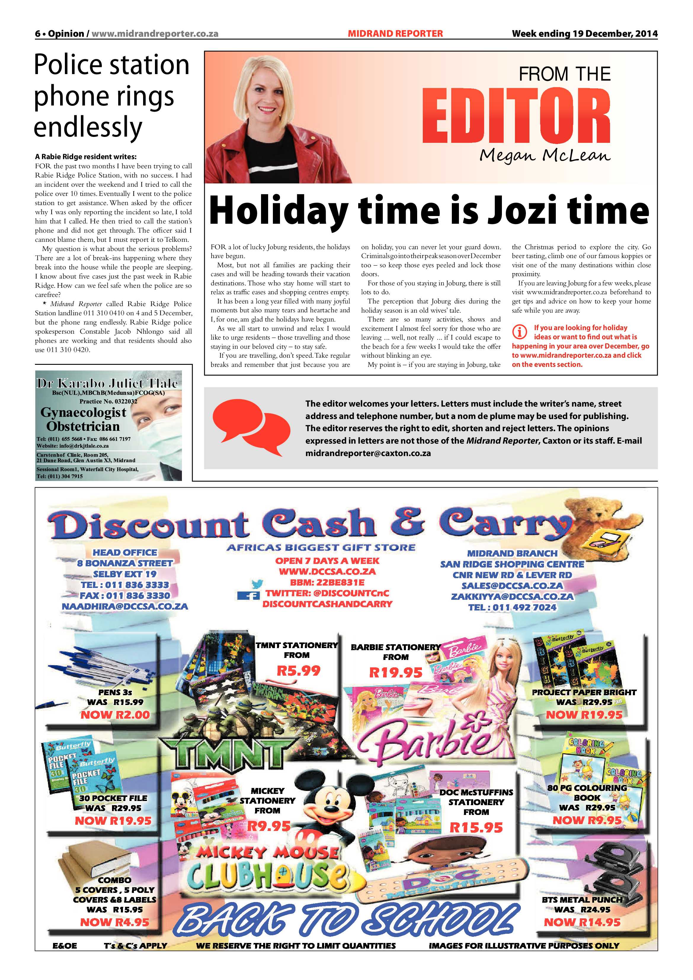 Midrand Reporter 19 December 2014 page 6