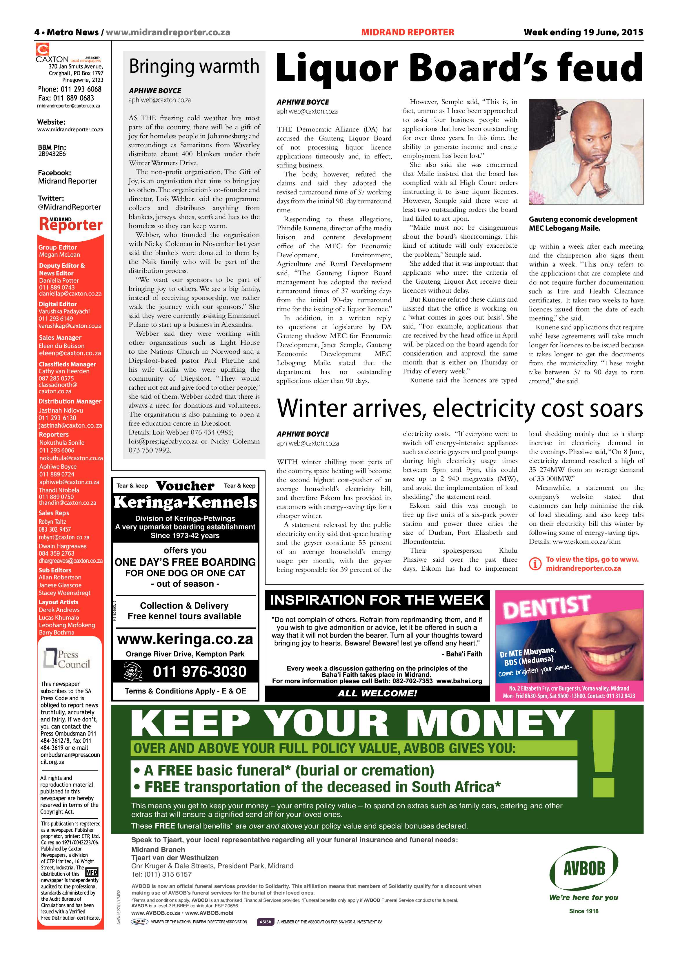 Midrand Reporter 19 June 2015 page 4