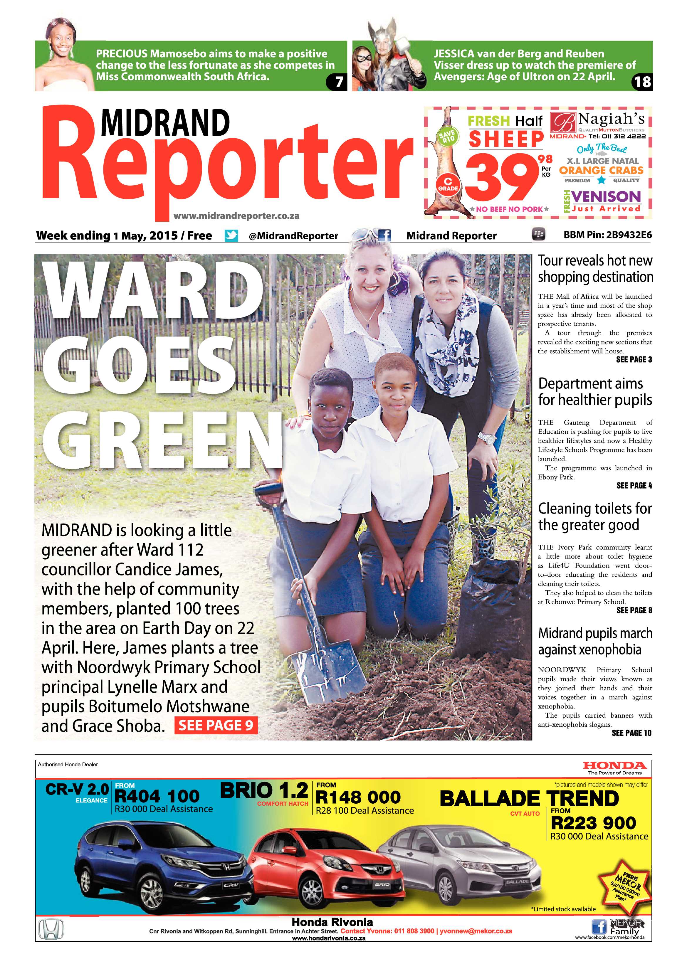 Midrand Reporter 1 May 2015 page 1