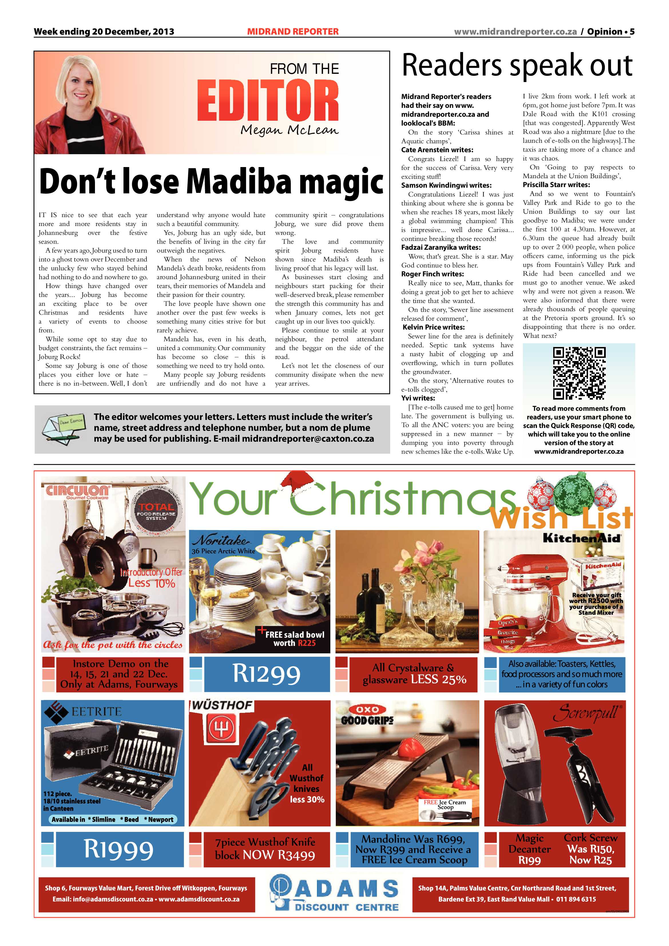 Midrand Reporter 20 December 2013 page 5
