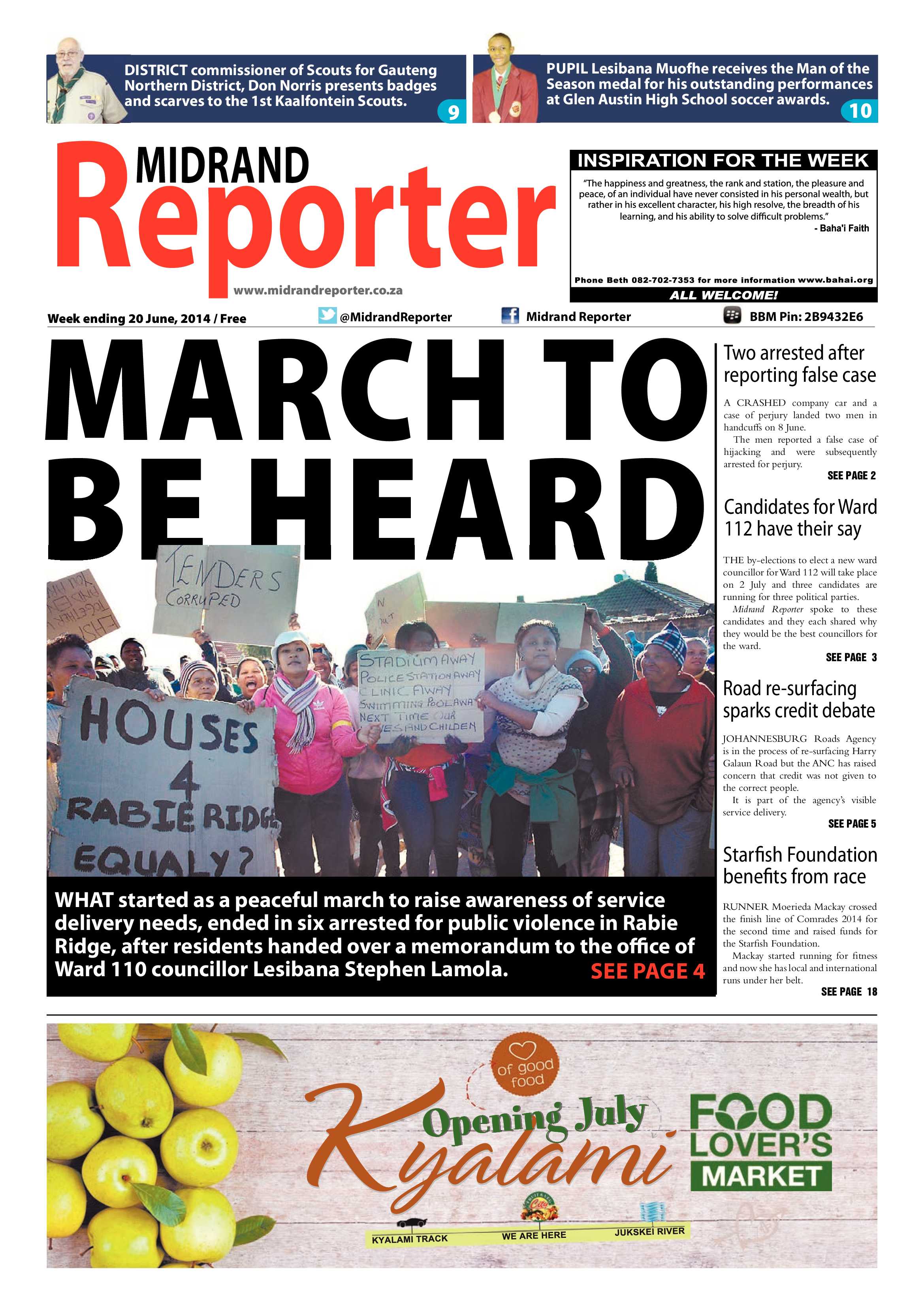 Midrand Reporter 20 June 2014 page 1