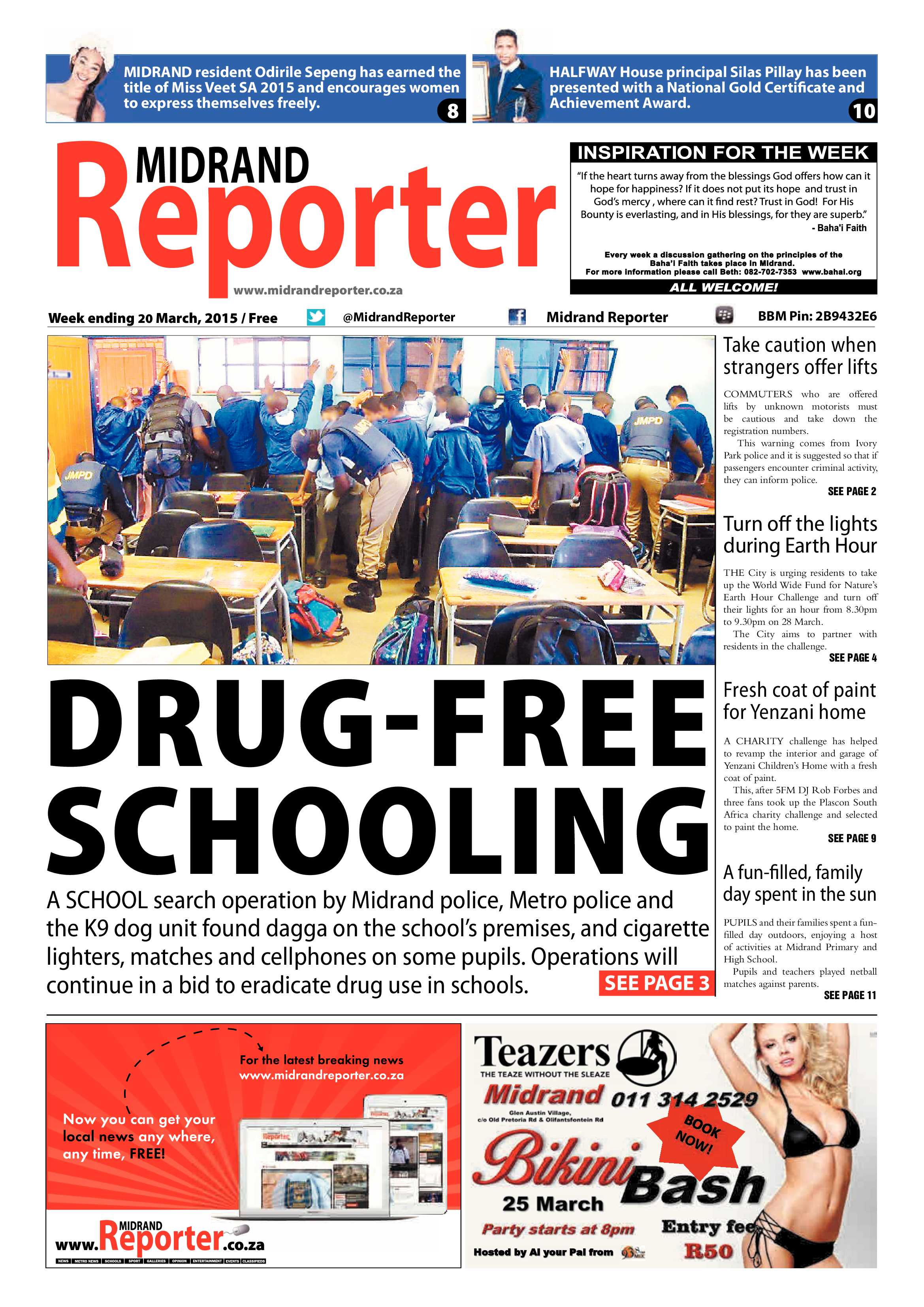 Midrand Reporter 20 March 2015 page 1