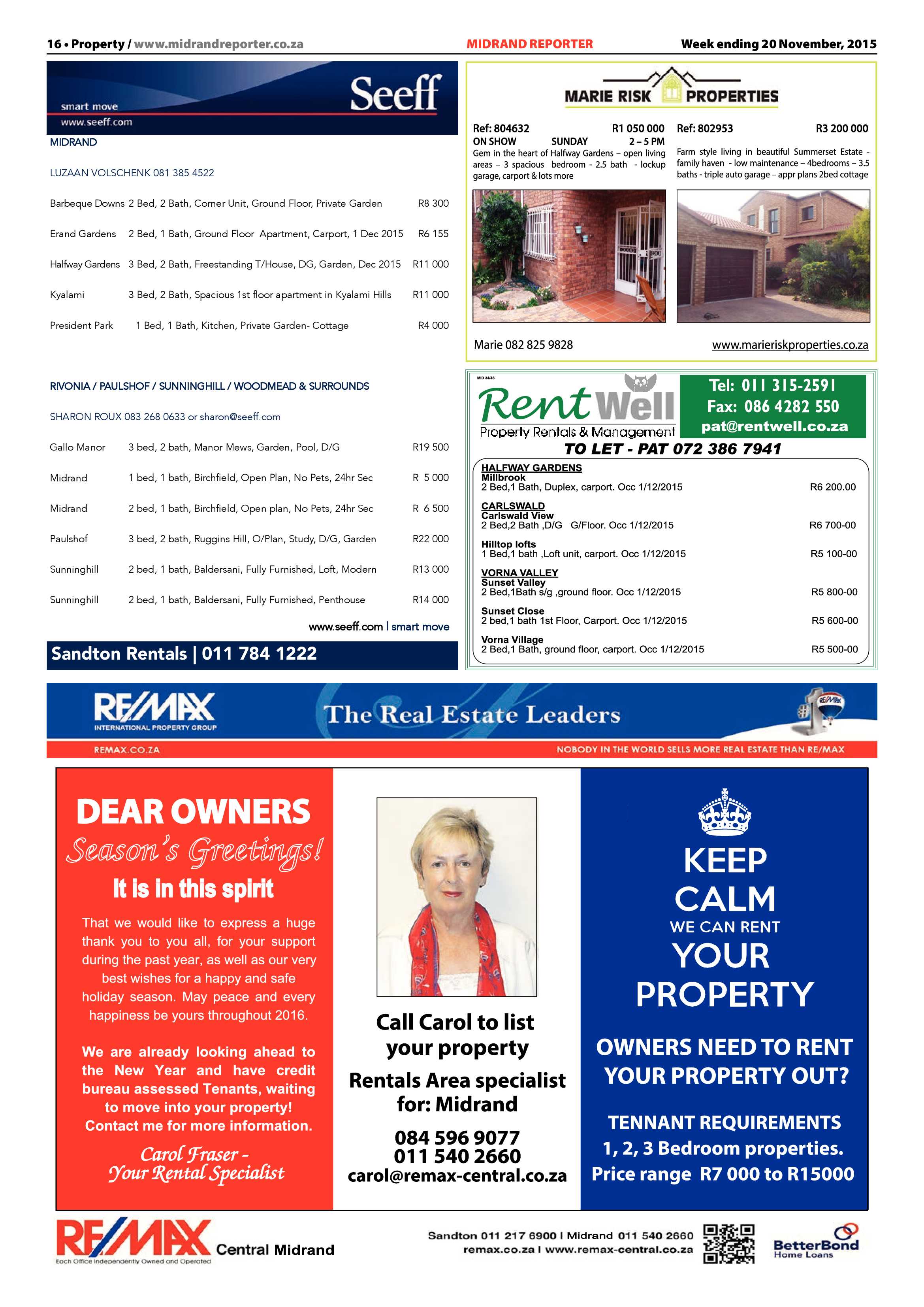 Midrand Reporter 20 November 2015 page 16