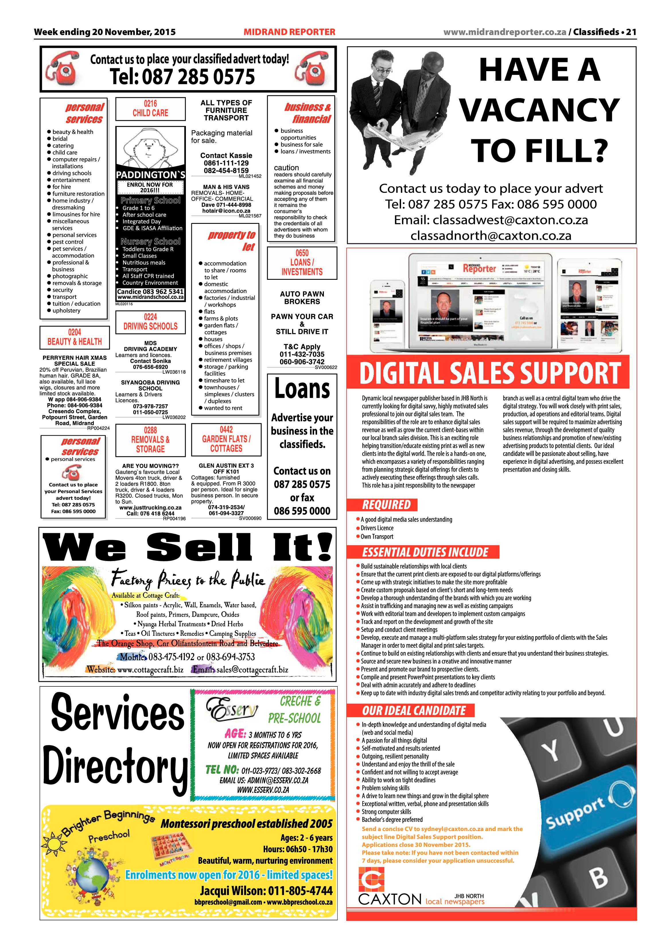 Midrand Reporter 20 November 2015 page 21