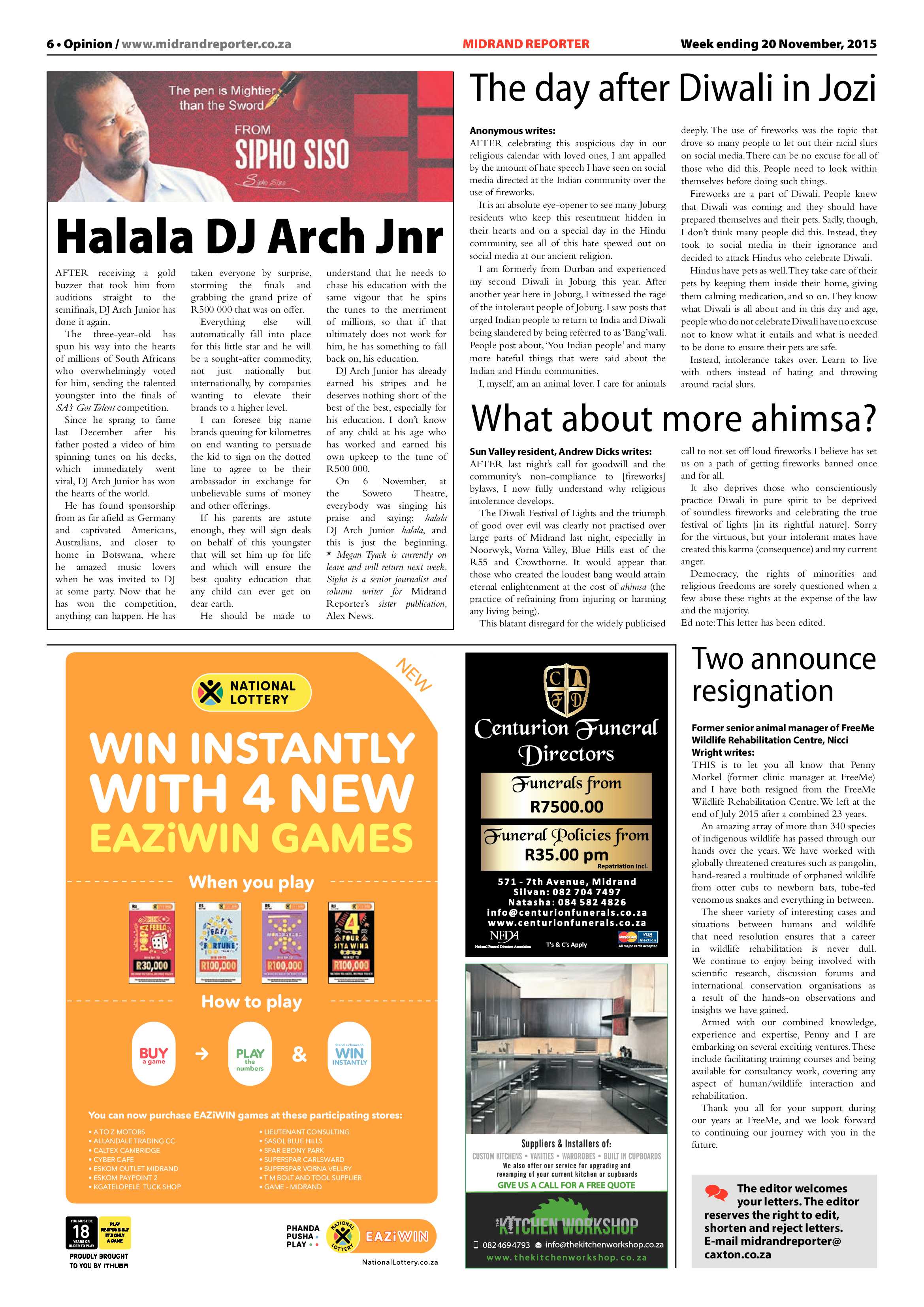 Midrand Reporter 20 November 2015 page 6