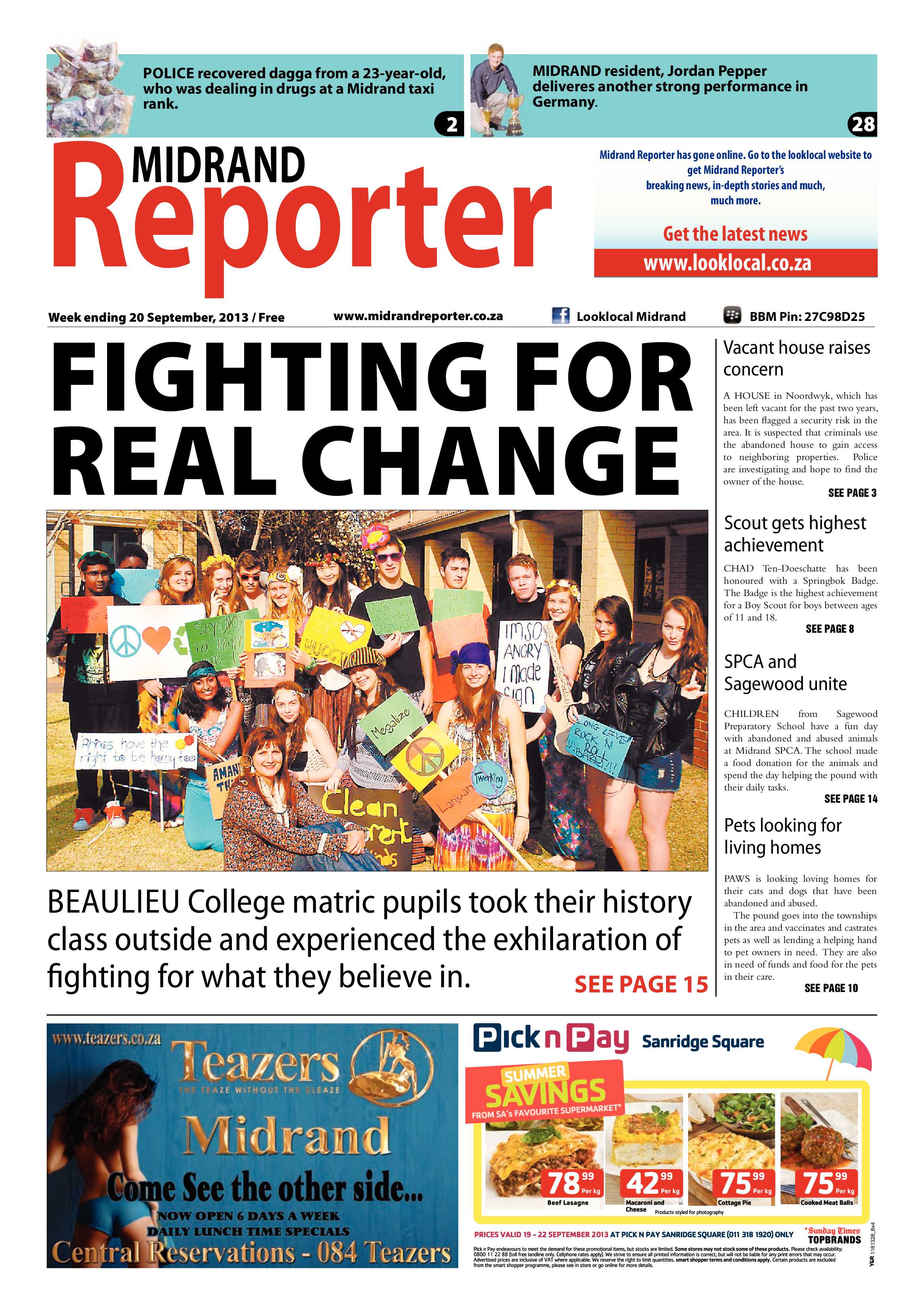 Midrand Reporter 20 September 2013 page 1