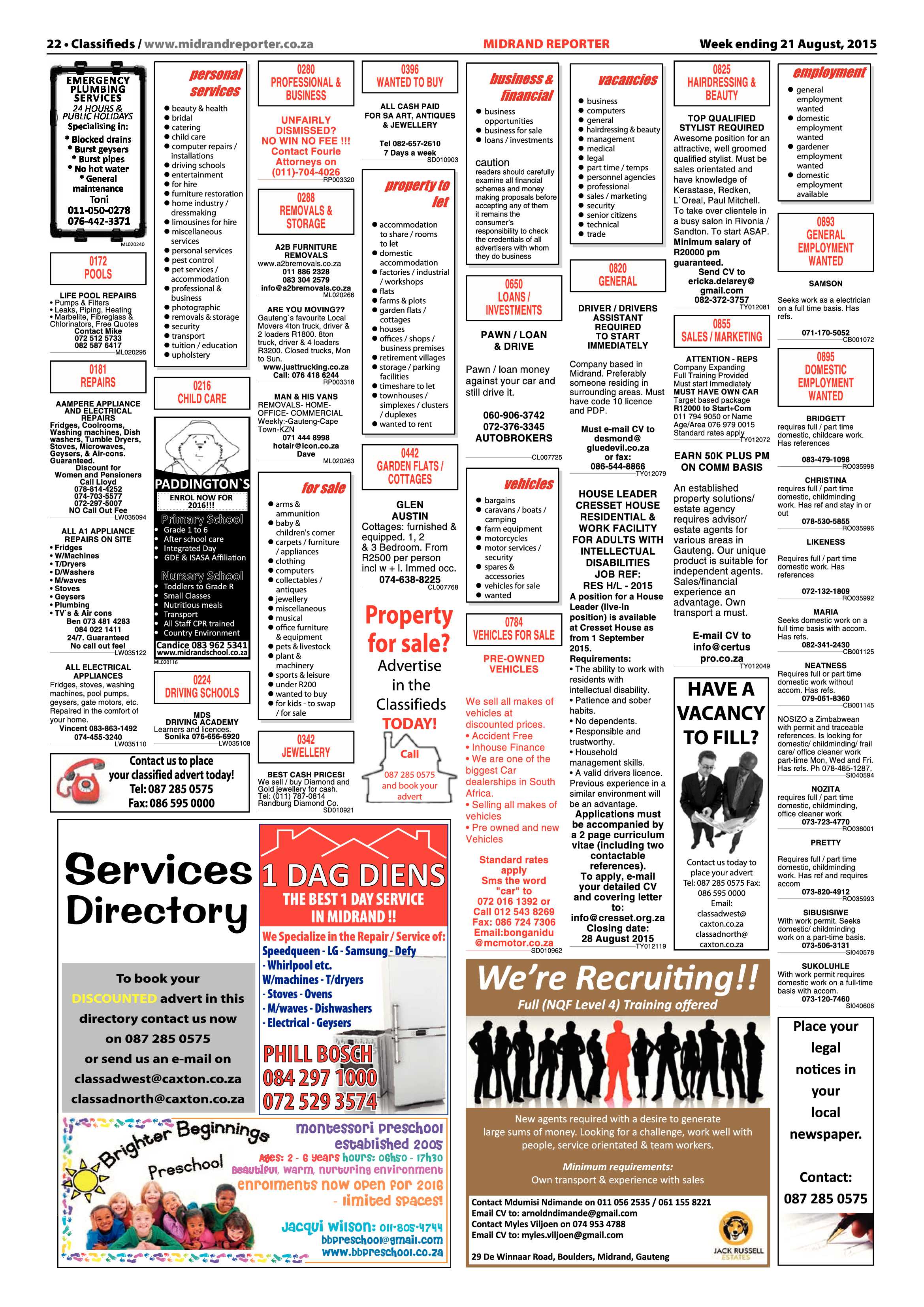 Midrand Reporter 21 August 2015 page 22