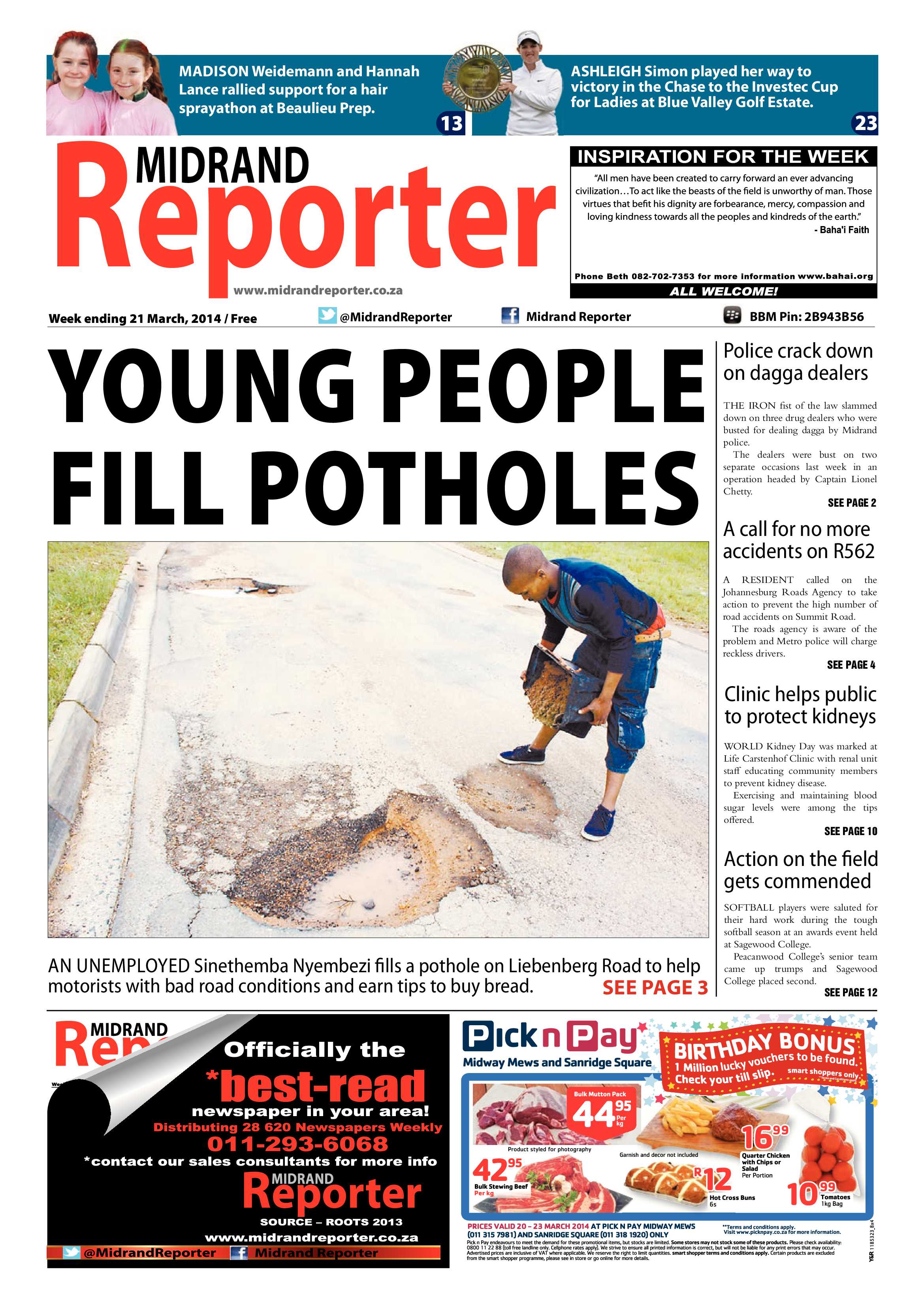 Midrand Reporter 21 March 2014 page 1