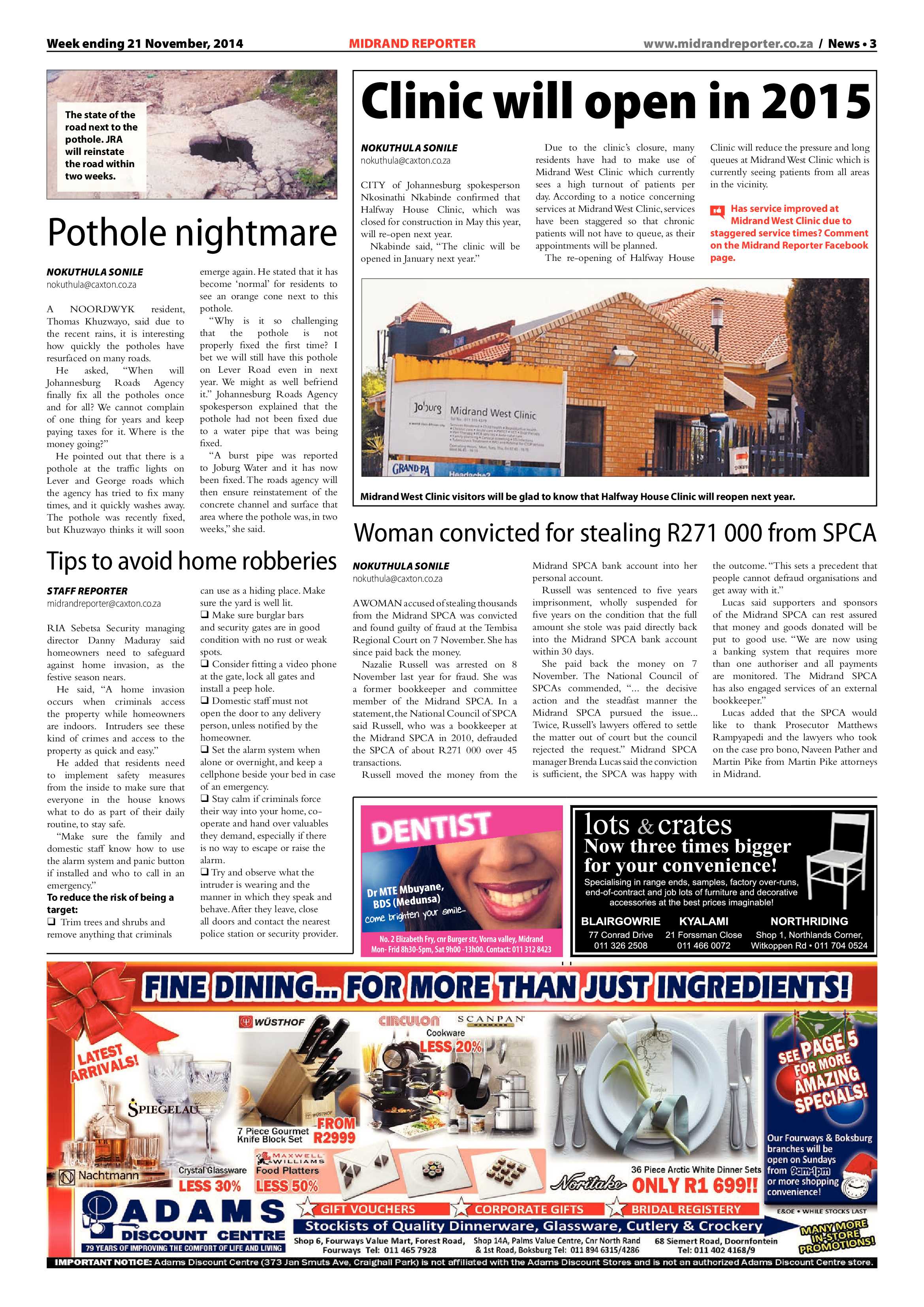 Midrand Reporter 21 November 2014 page 3