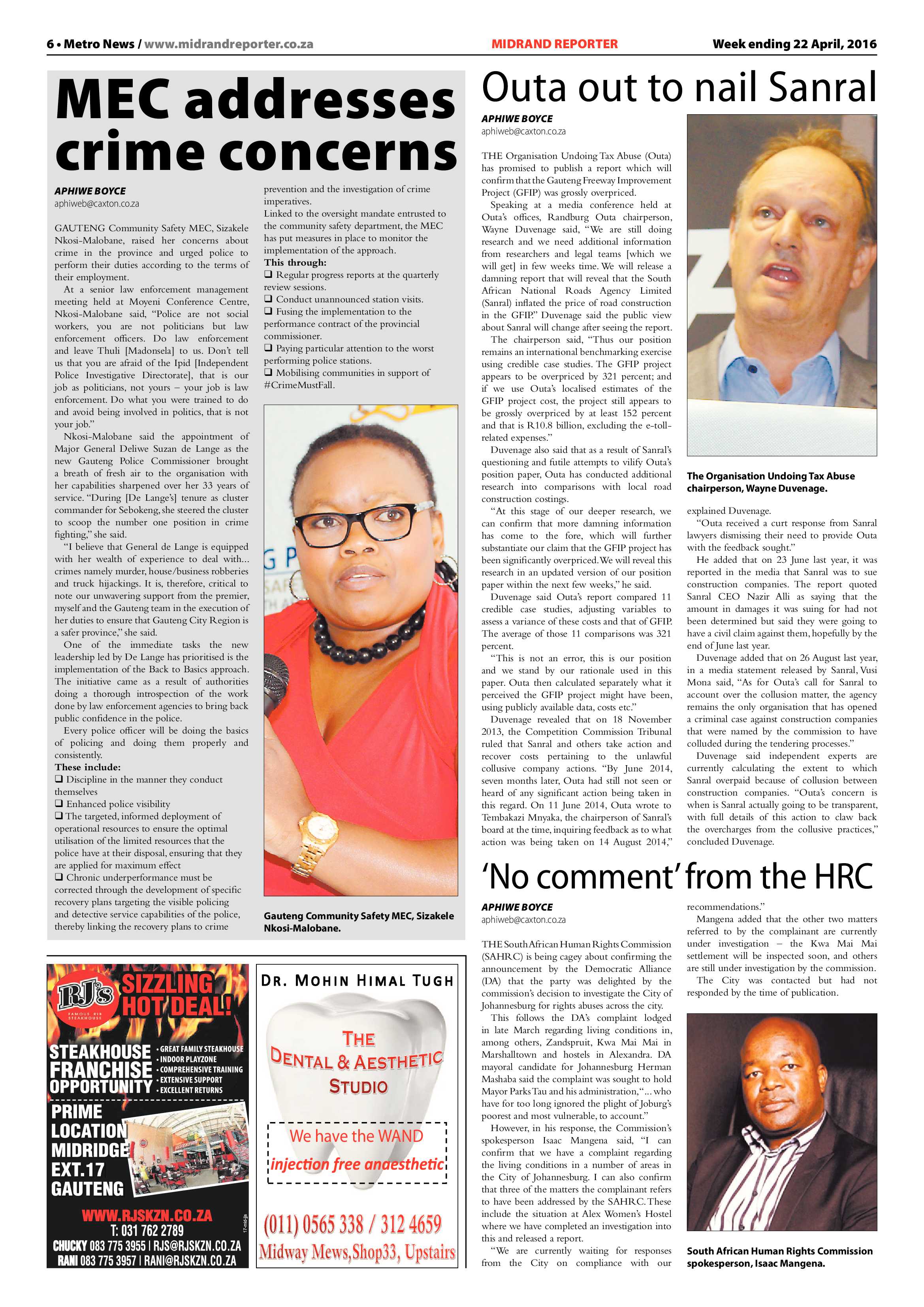 Midrand Reporter 22 April 2016 page 6