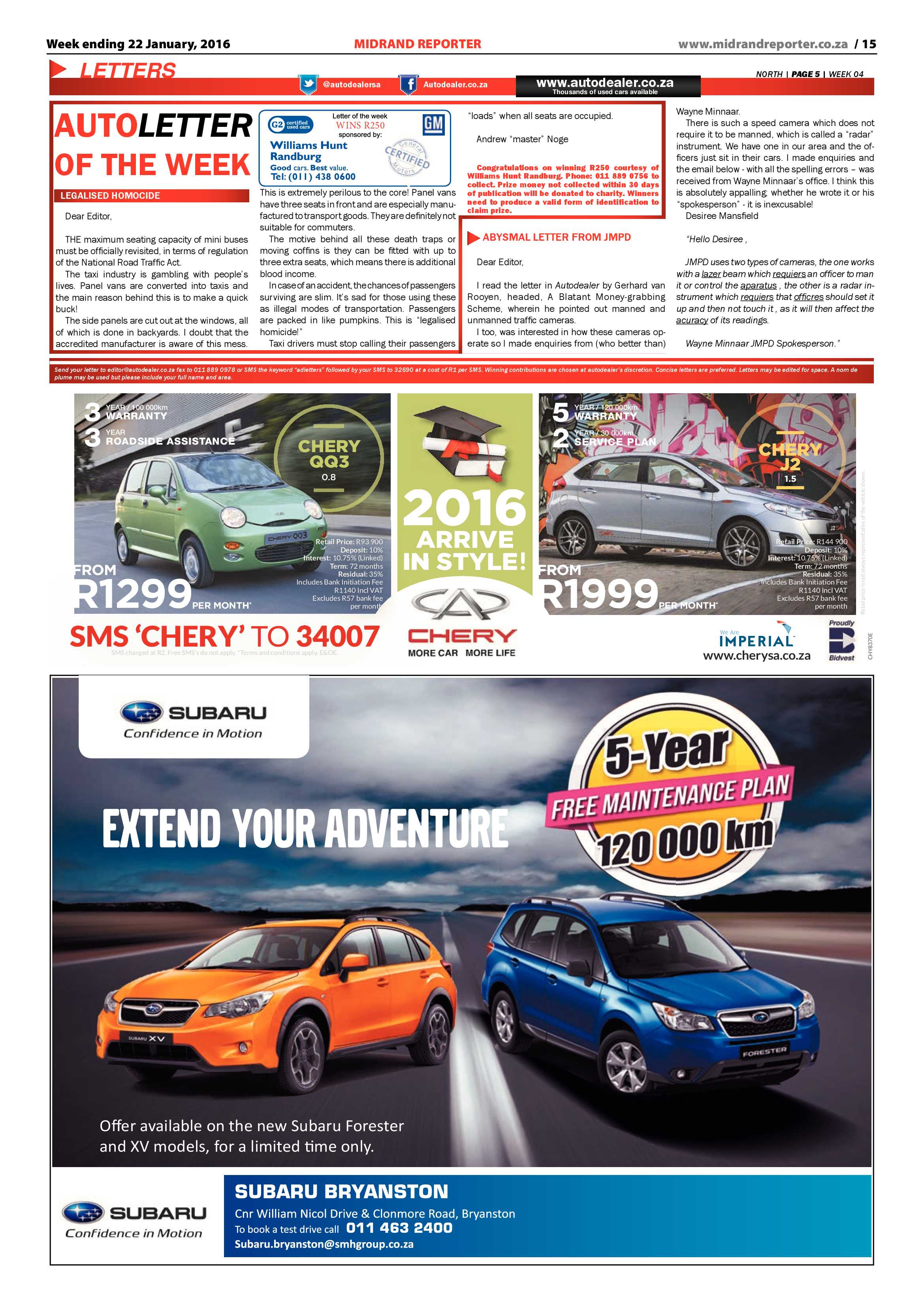 Midrand Reporter 22 January 2016 page 15