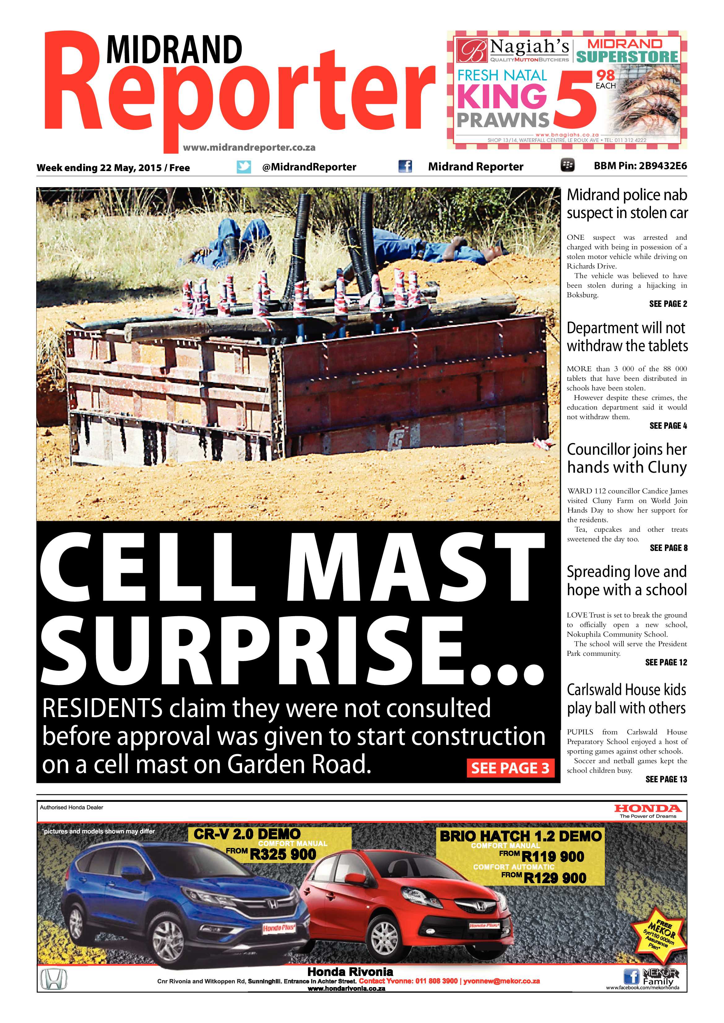 Midrand Reporter 22 May 2015 page 1