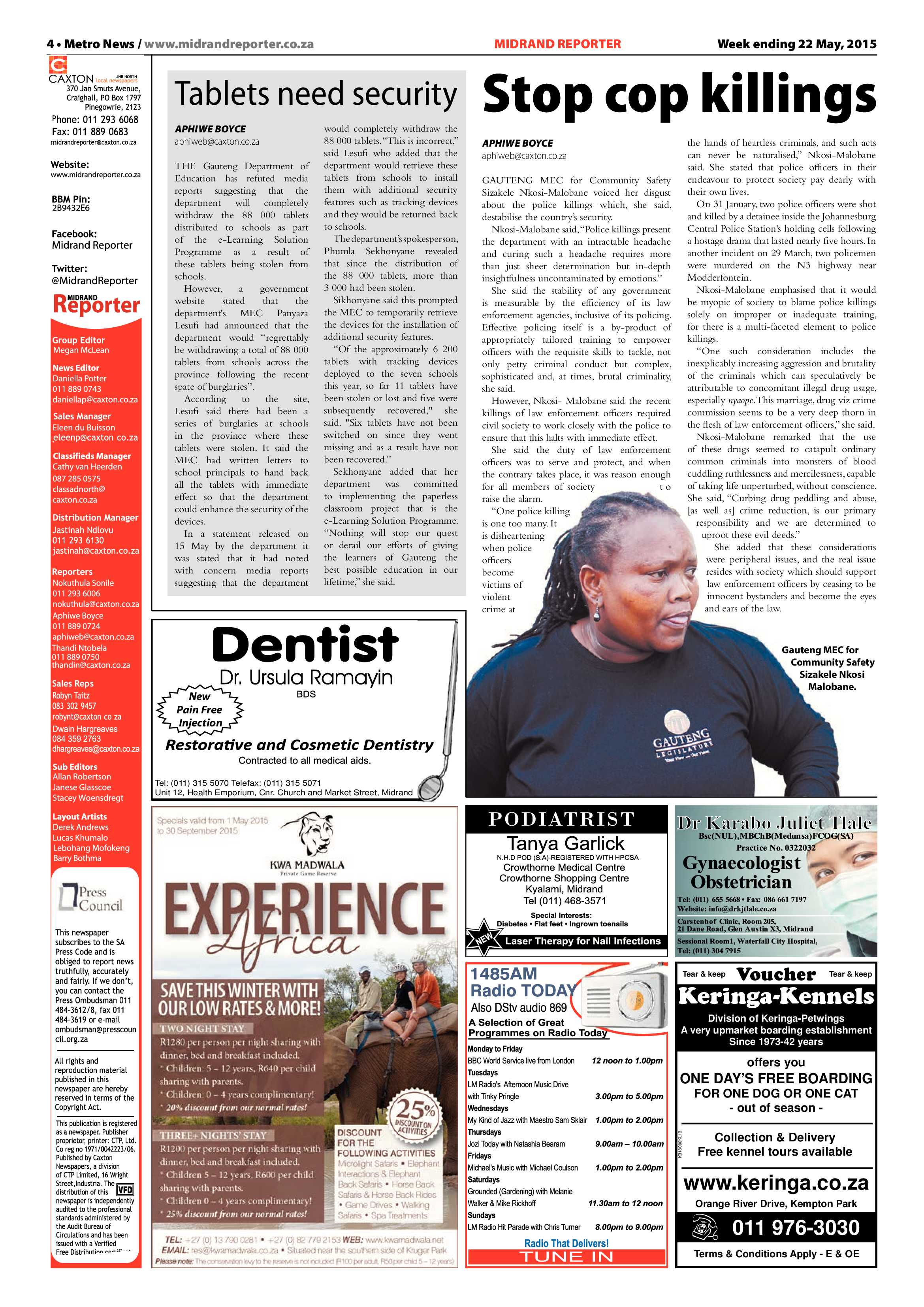 Midrand Reporter 22 May 2015 page 4