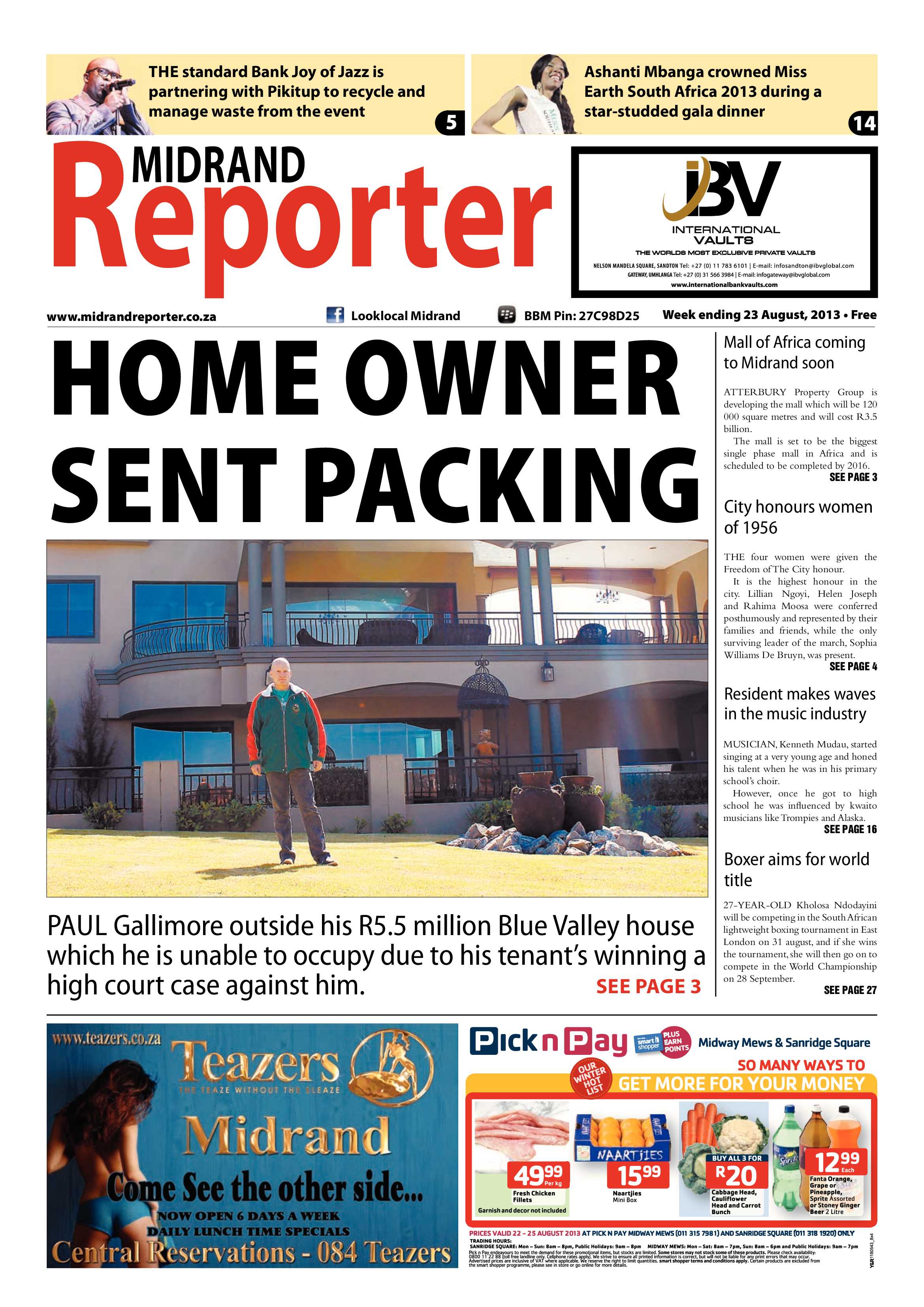 Midrand Reporter 23 August 2013 page 1