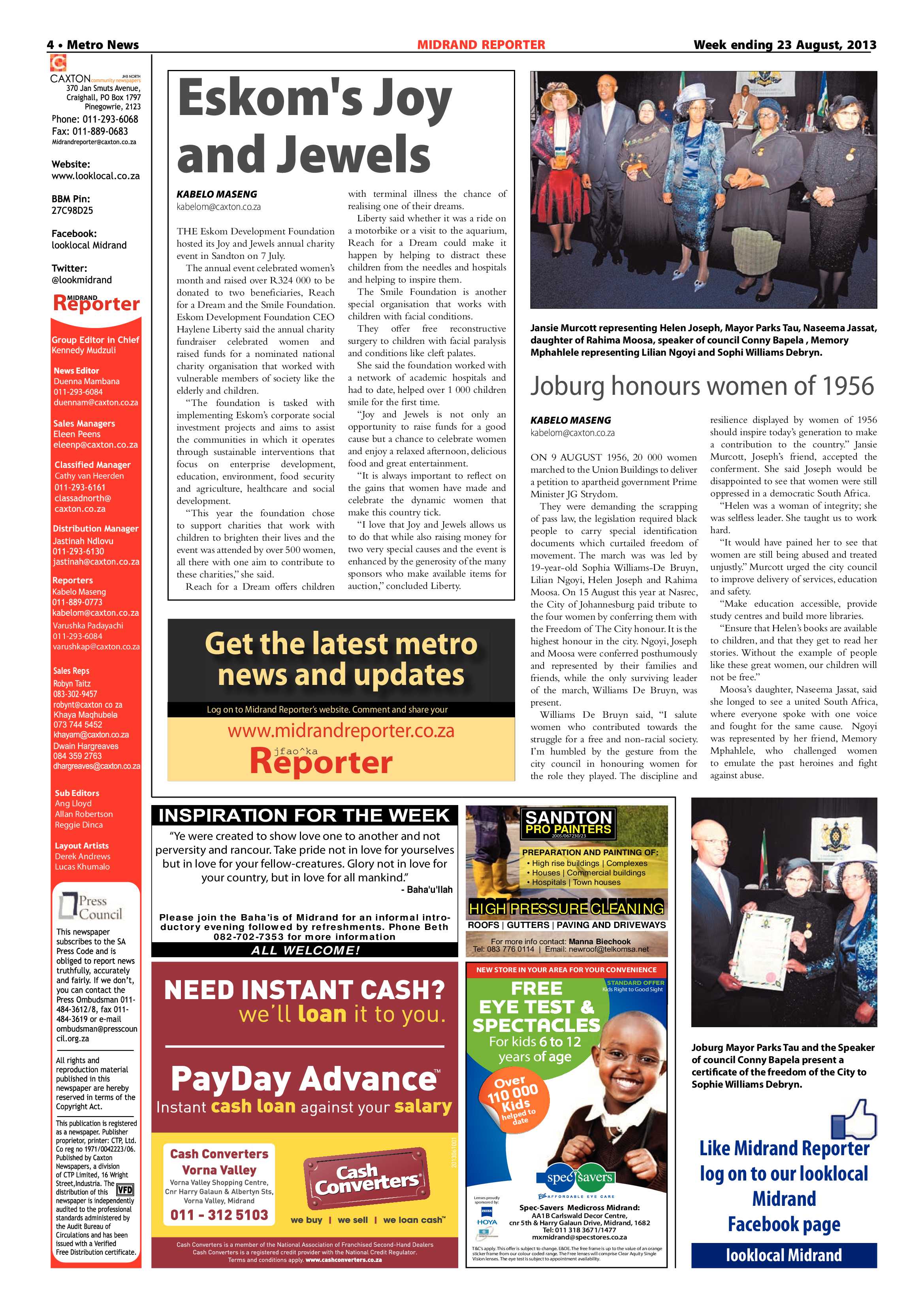 Midrand Reporter 23 August 2013 page 4