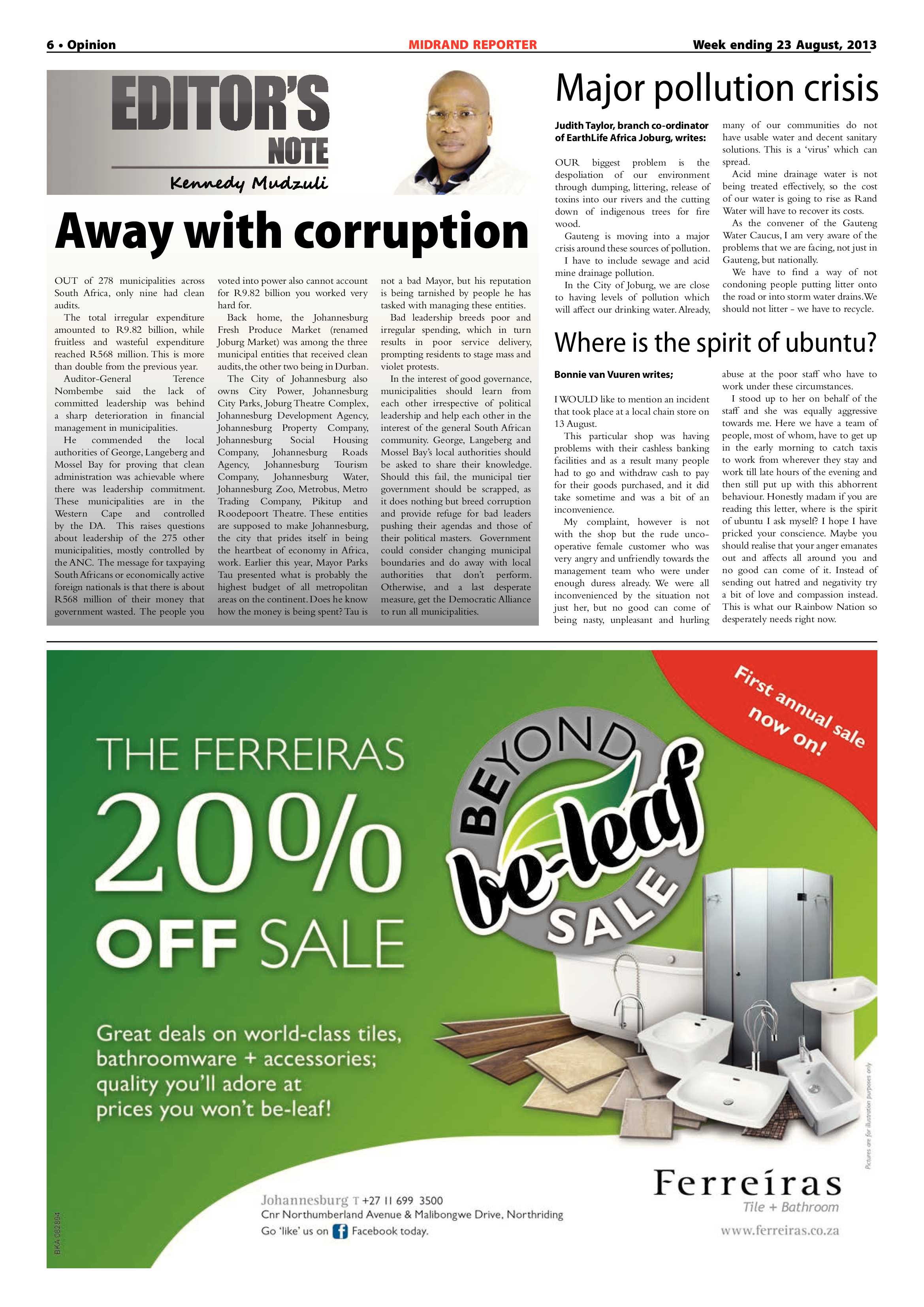Midrand Reporter 23 August 2013 page 6