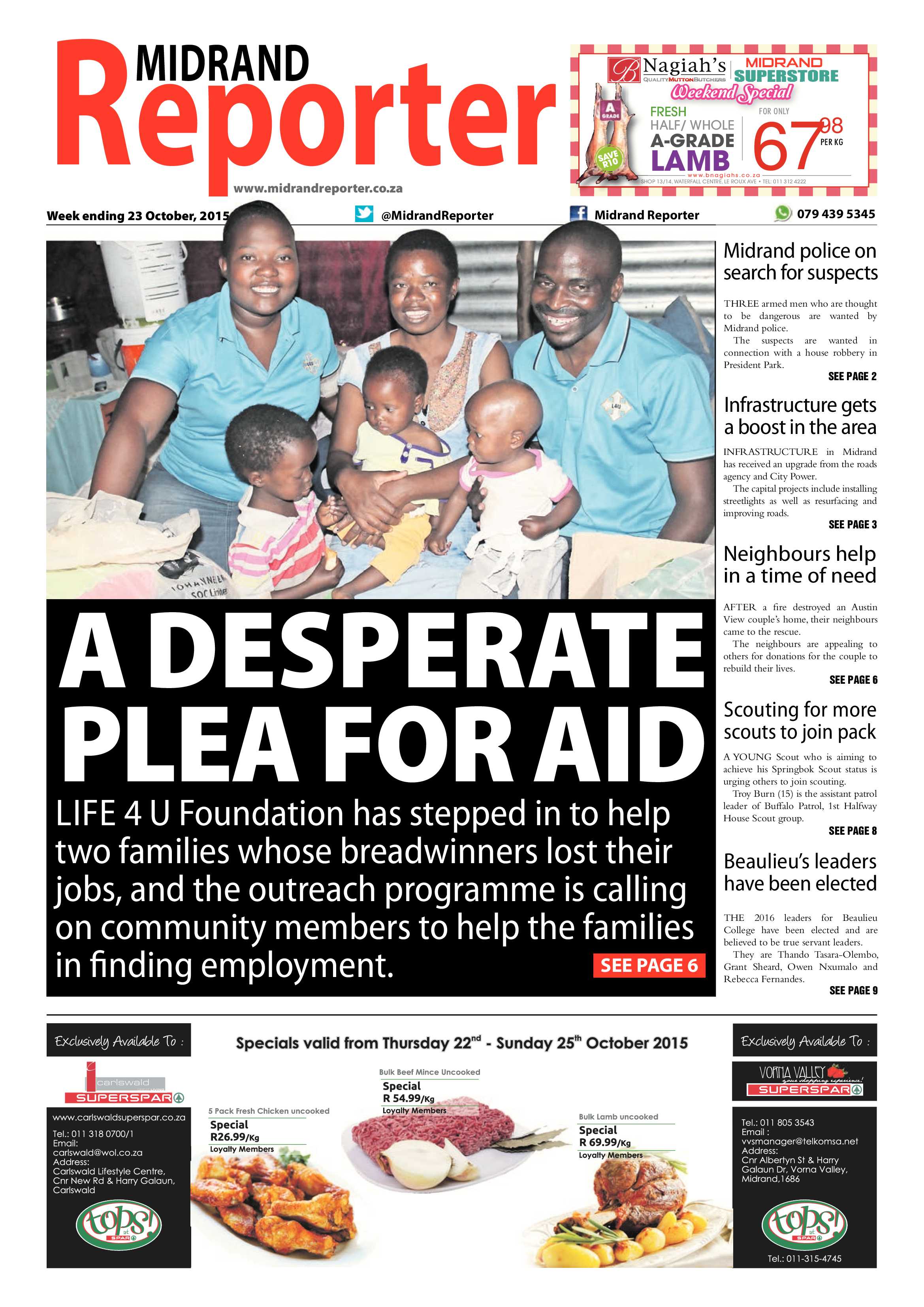 Midrand Reporter 23 October 2015 page 1