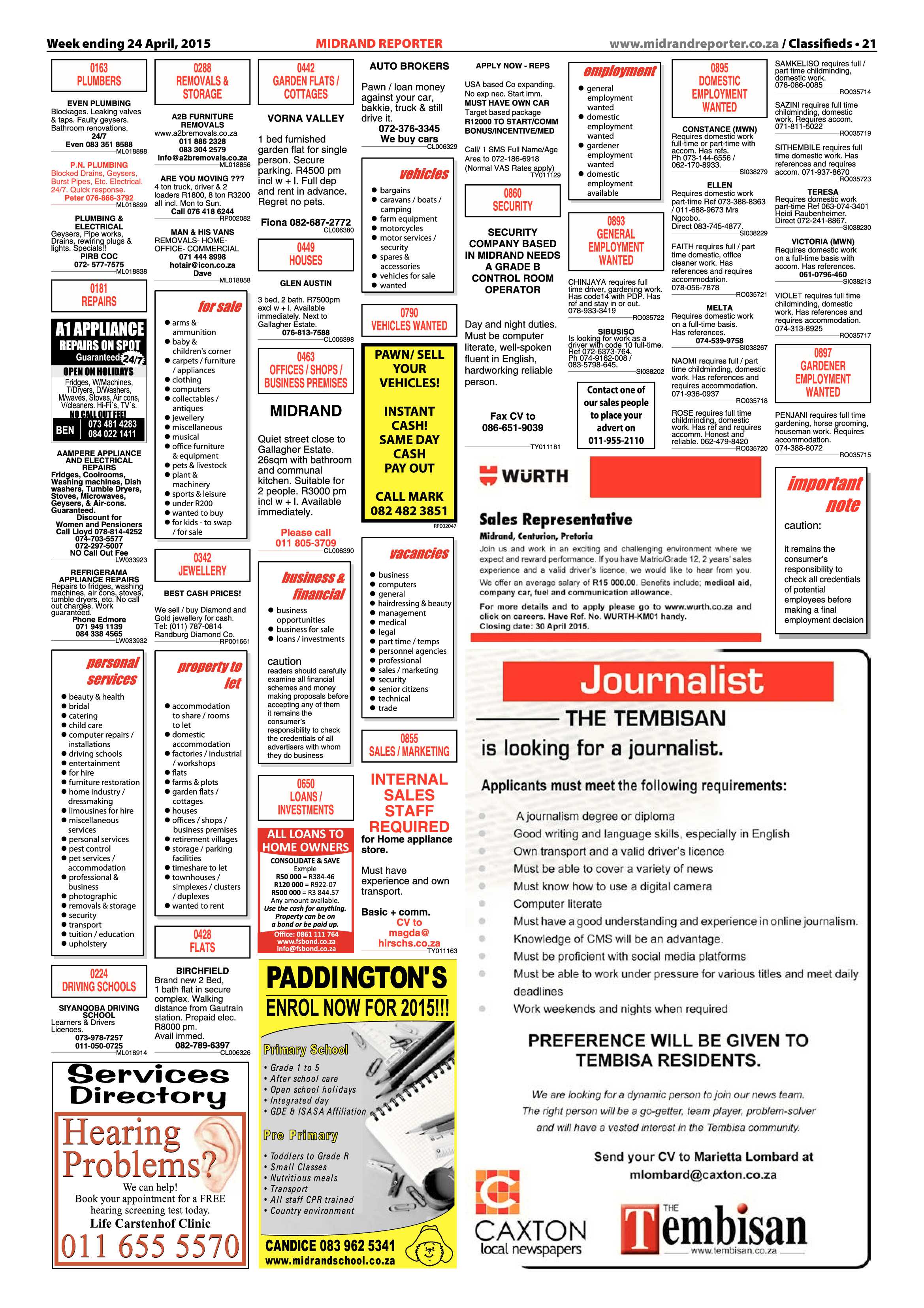 Midrand Reporter 24 April 2015 page 21