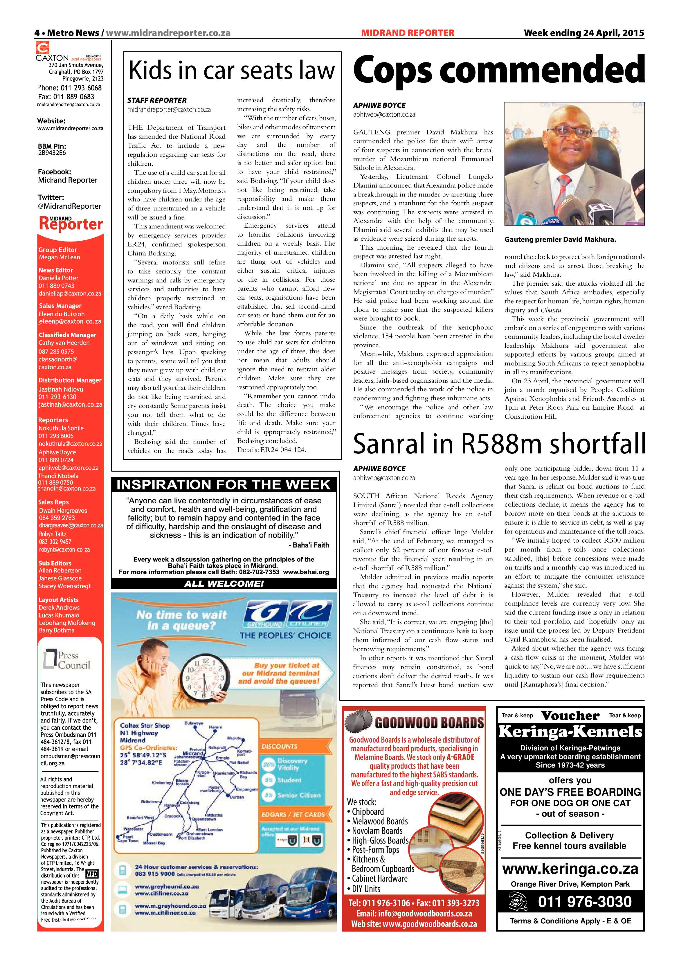 Midrand Reporter 24 April 2015 page 4