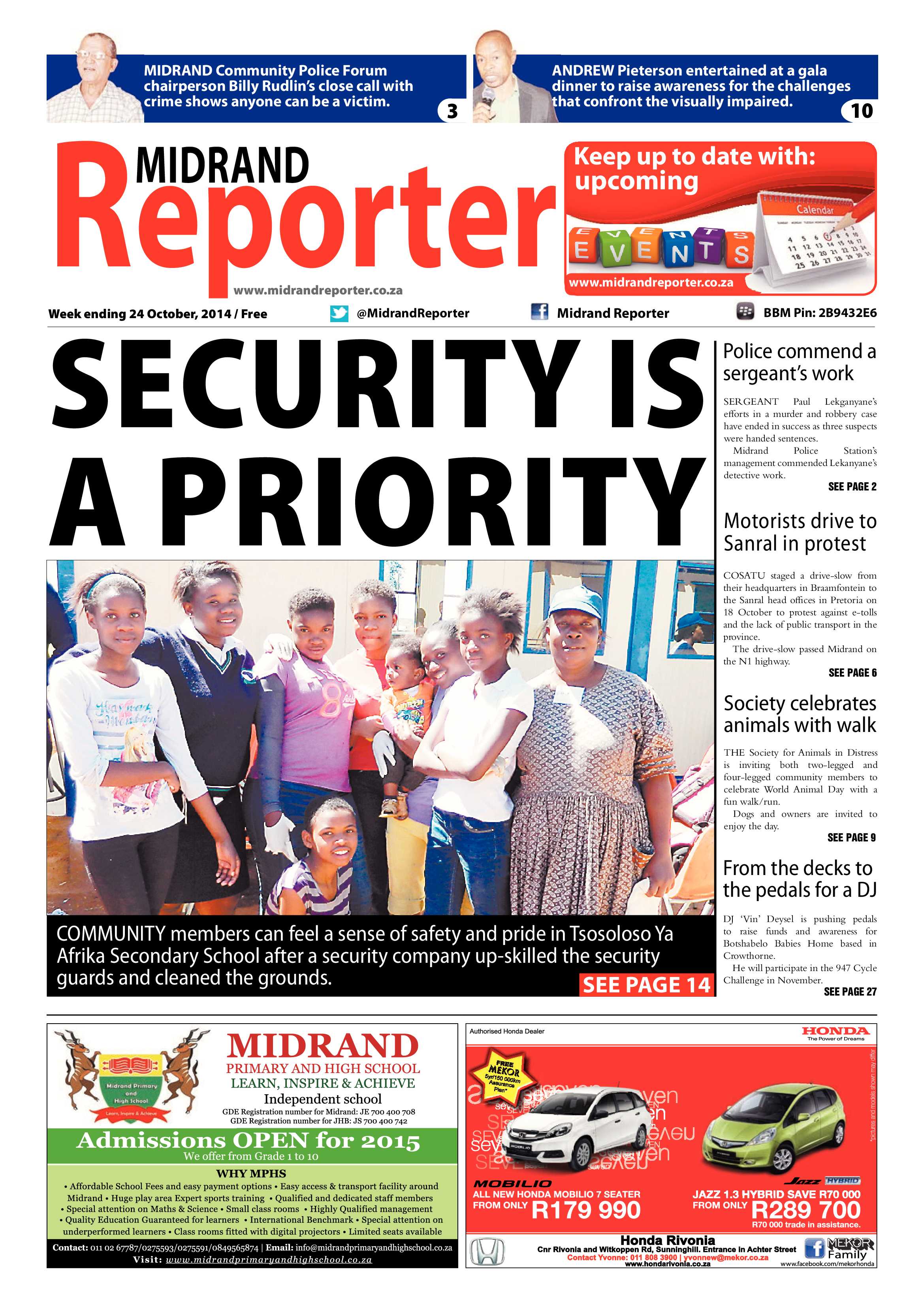 Midrand Reporter 24 October 2014 page 1