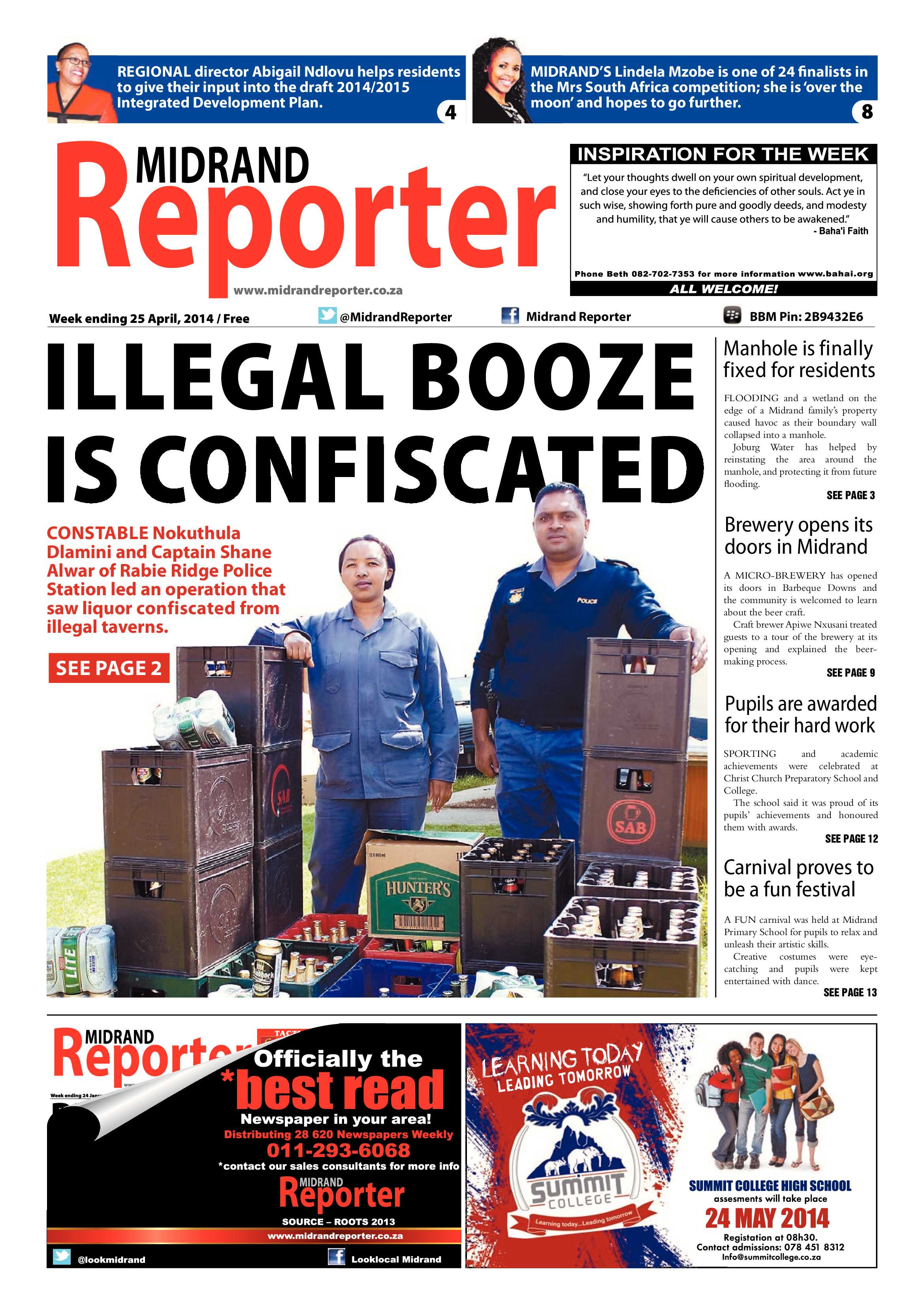 Midrand Reporter 25 April 2014 page 1