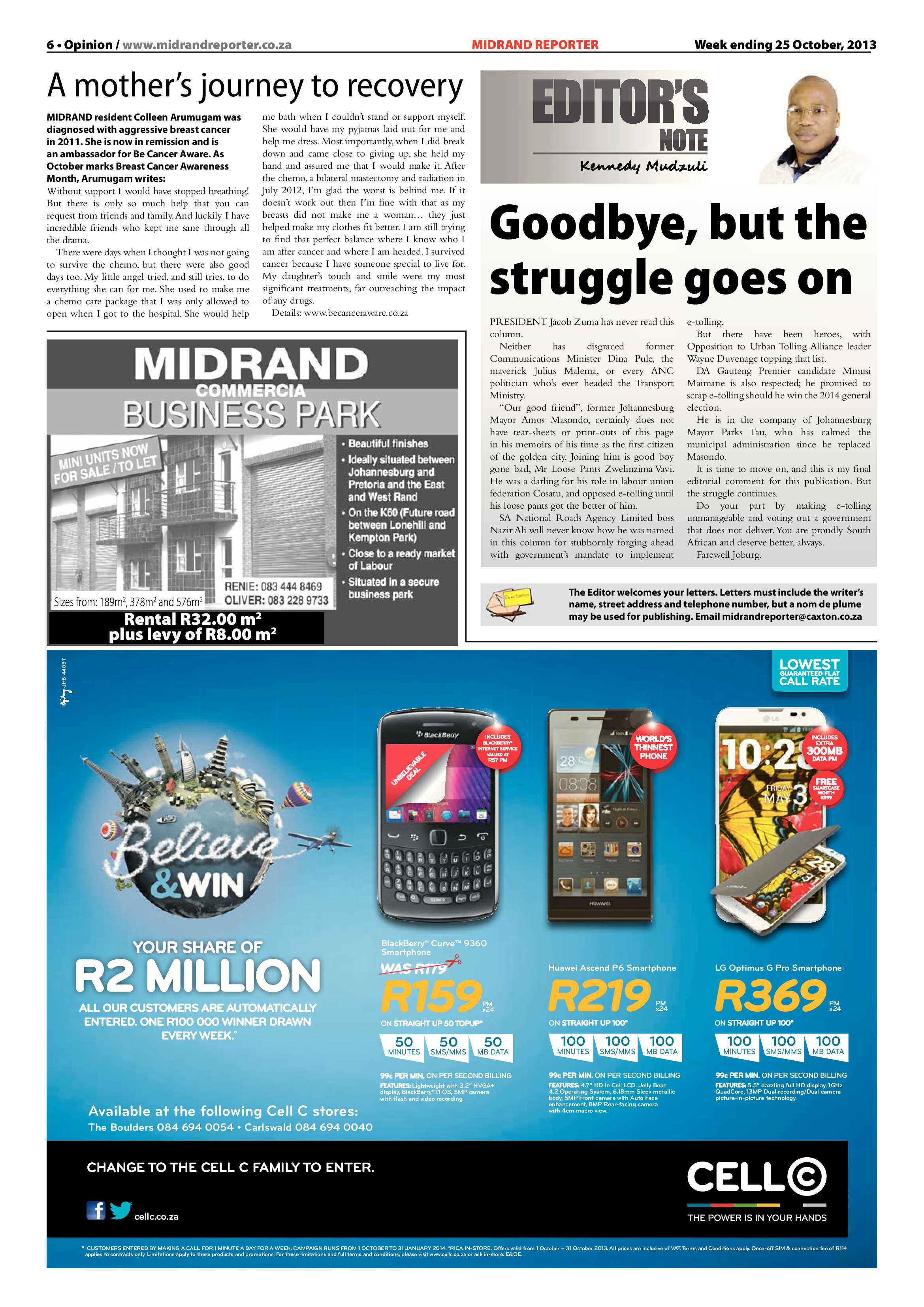 Midrand Reporter 25 October 2013 page 6