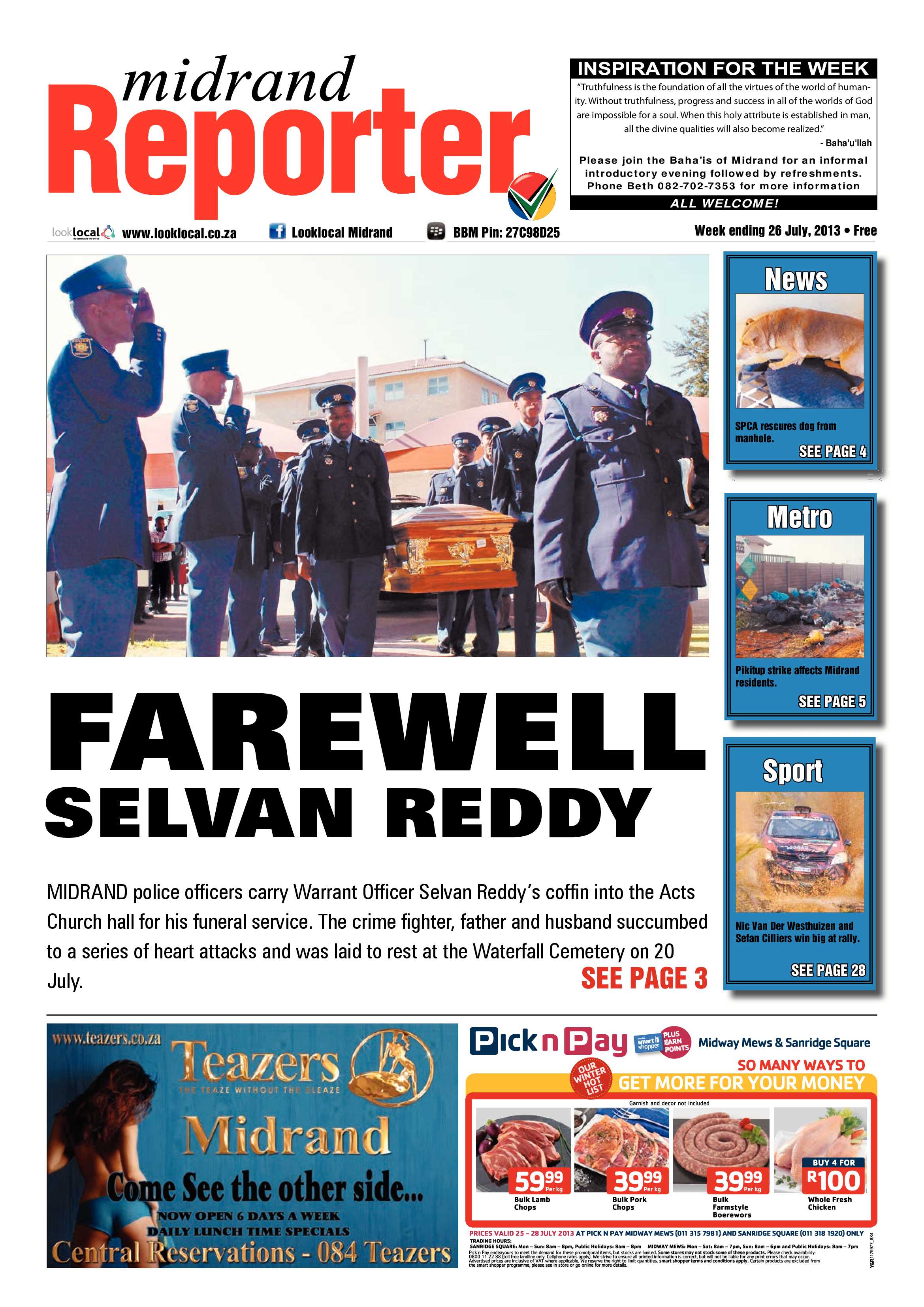 Midrand Reporter 26 July 2013 page 1