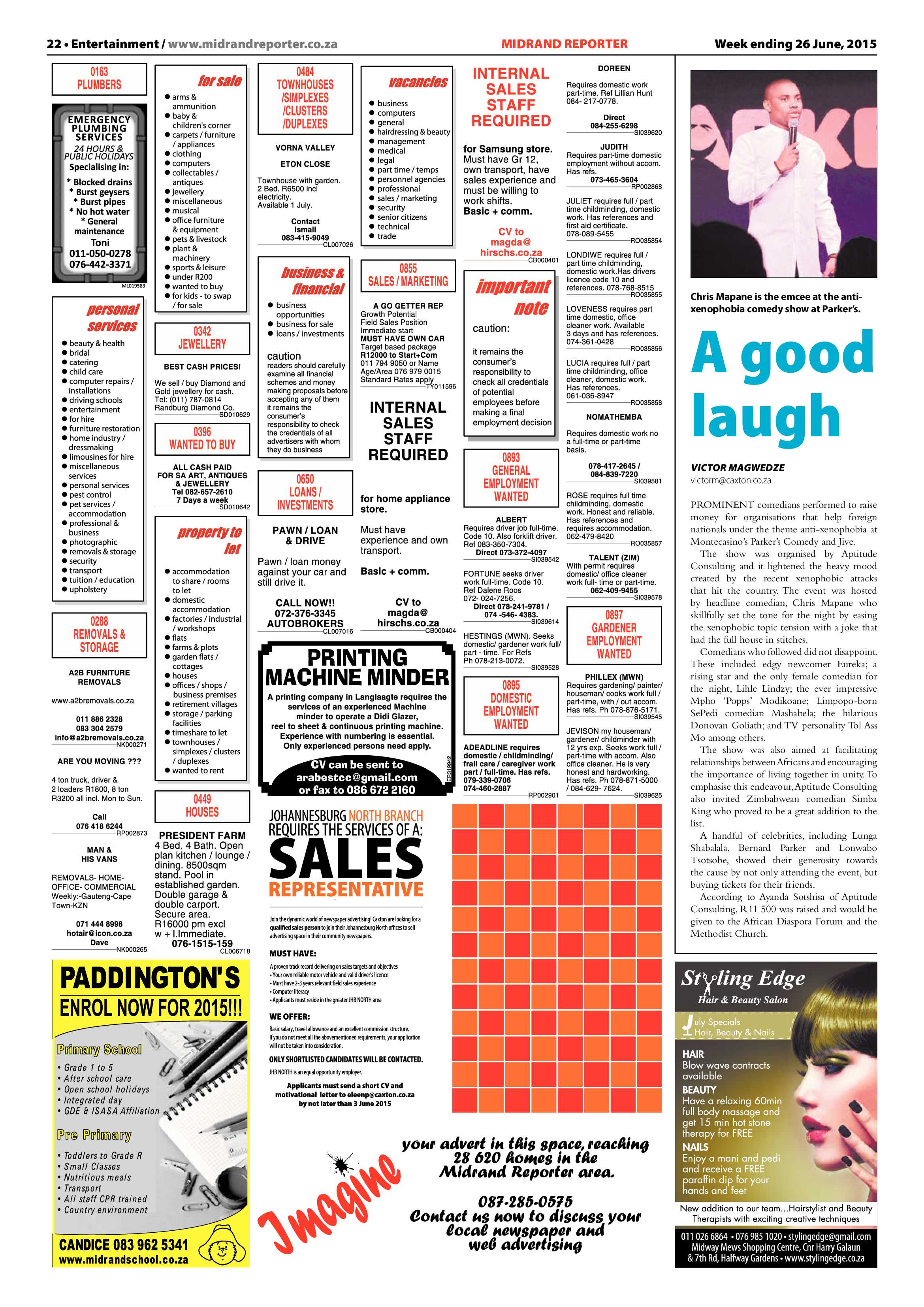 Midrand Reporter 26 June 2015 page 22