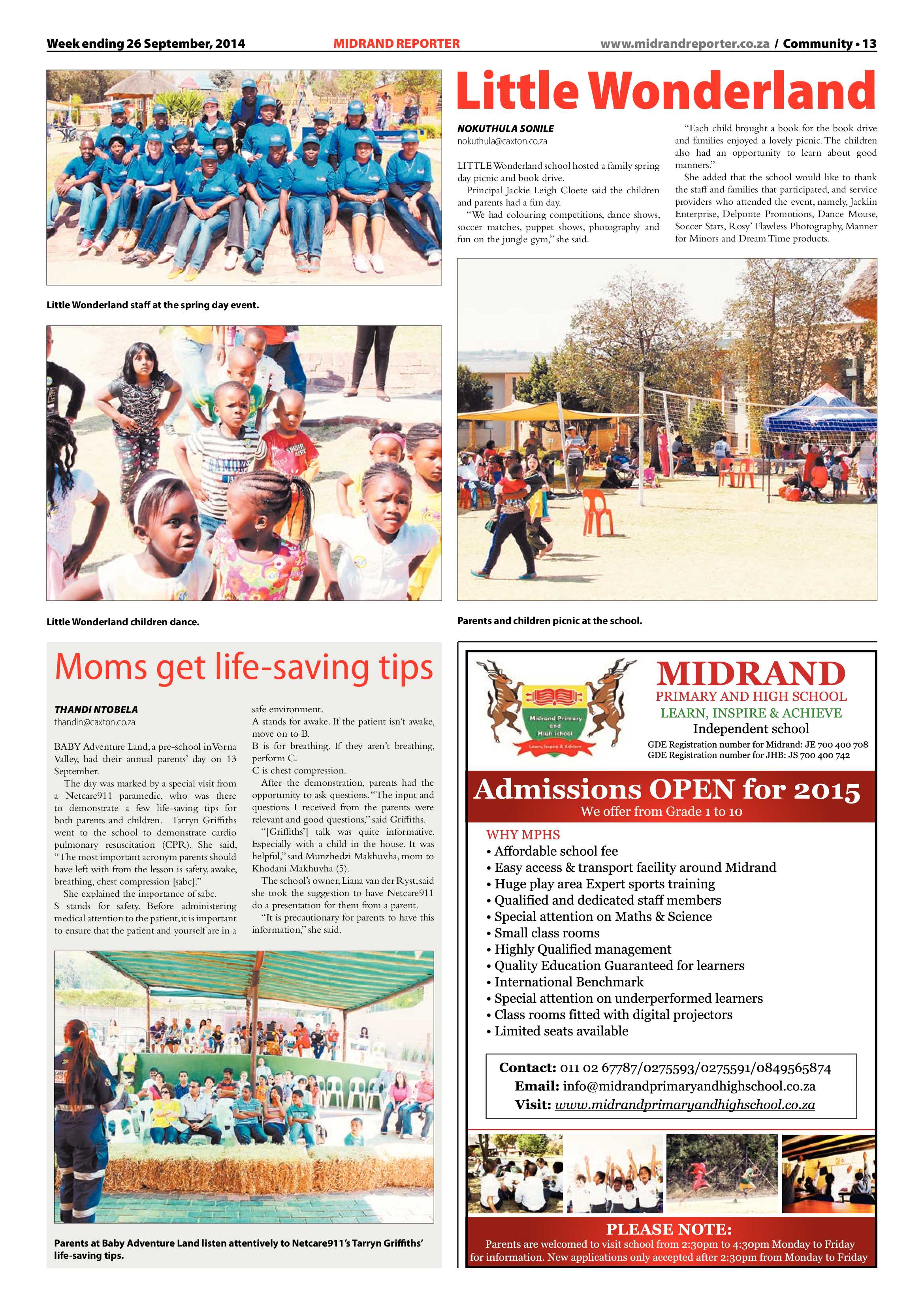 Midrand Reporter 26 September 2014 page 13