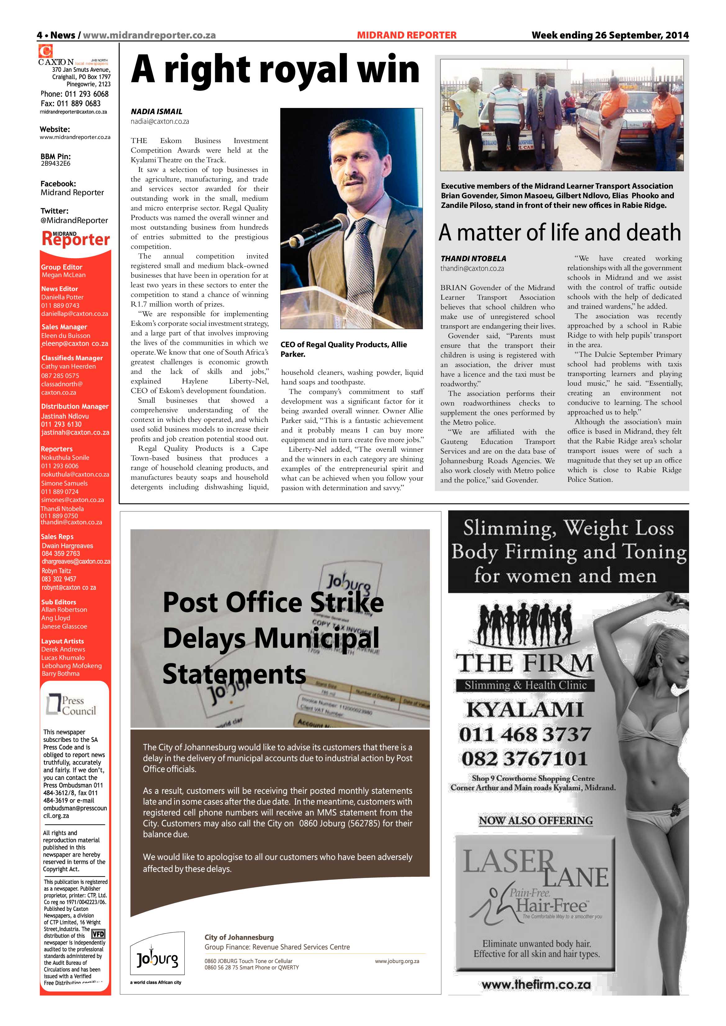 Midrand Reporter 26 September 2014 page 4