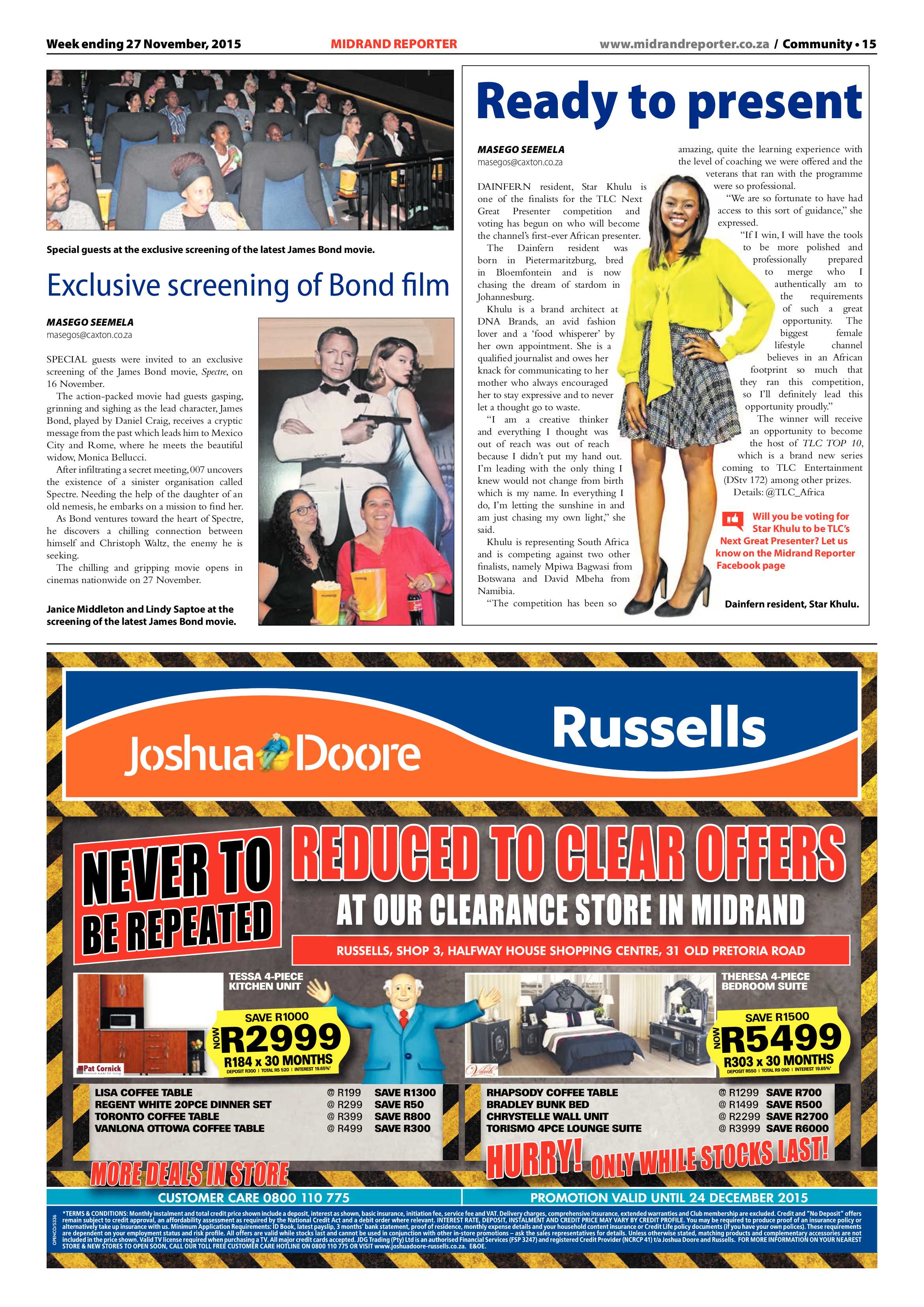 Midrand Reporter 27 November 2015 page 15