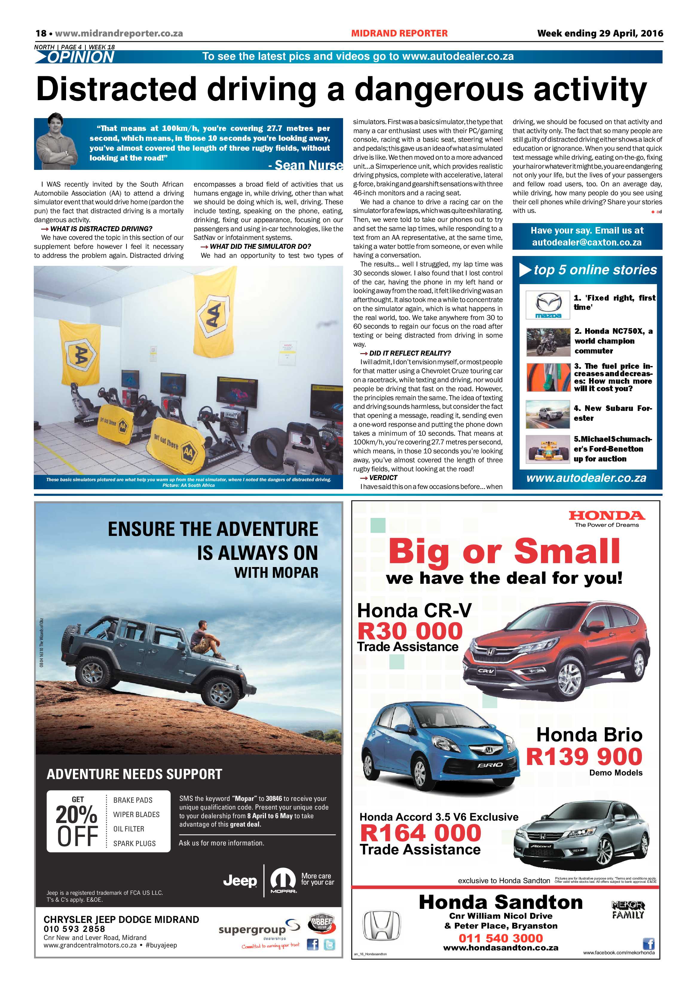 Midrand Reporter 29 April 2016 page 18