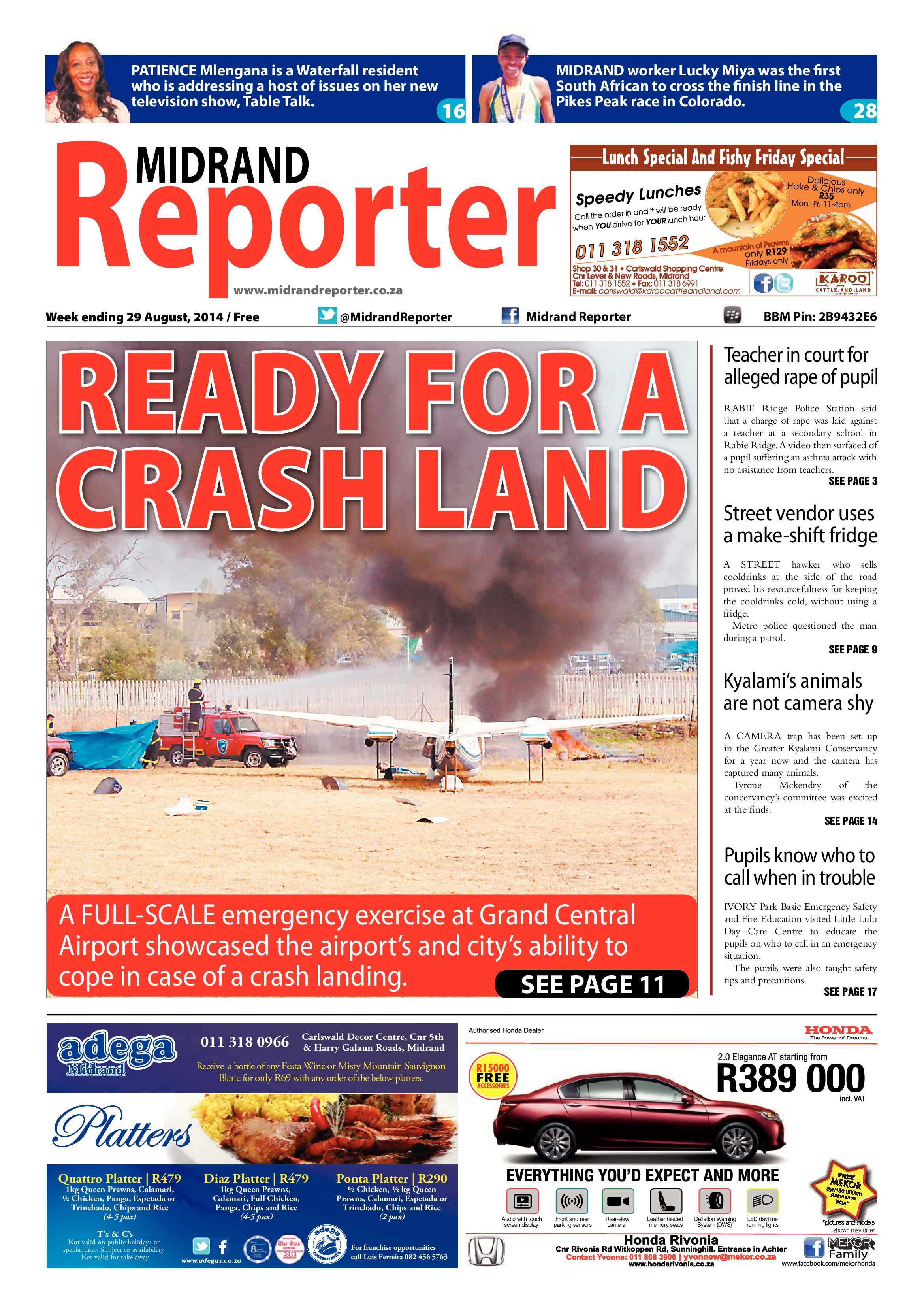 Midrand Reporter 29 August 2014 page 1