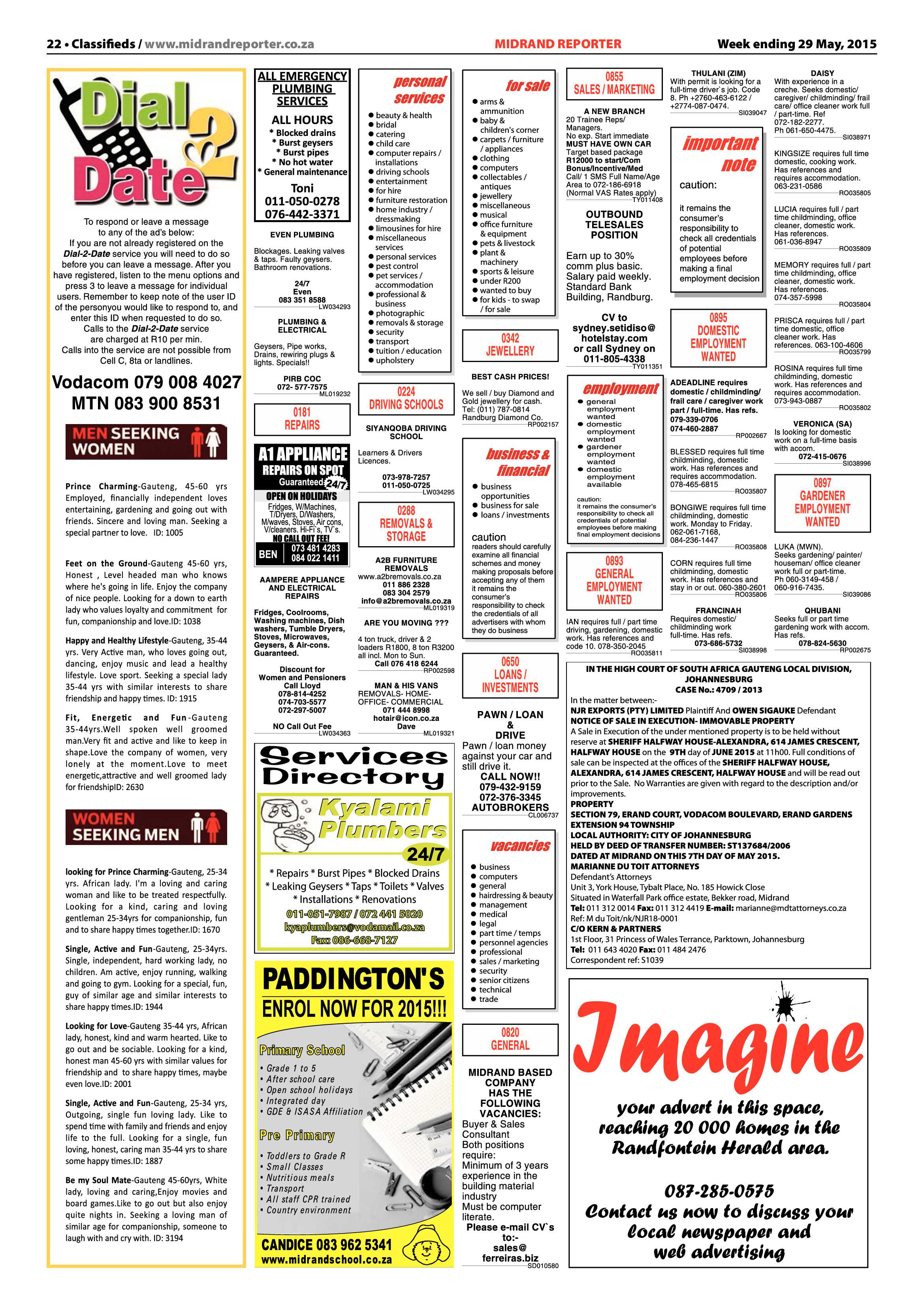 Midrand Reporter 29 May 2015 page 22