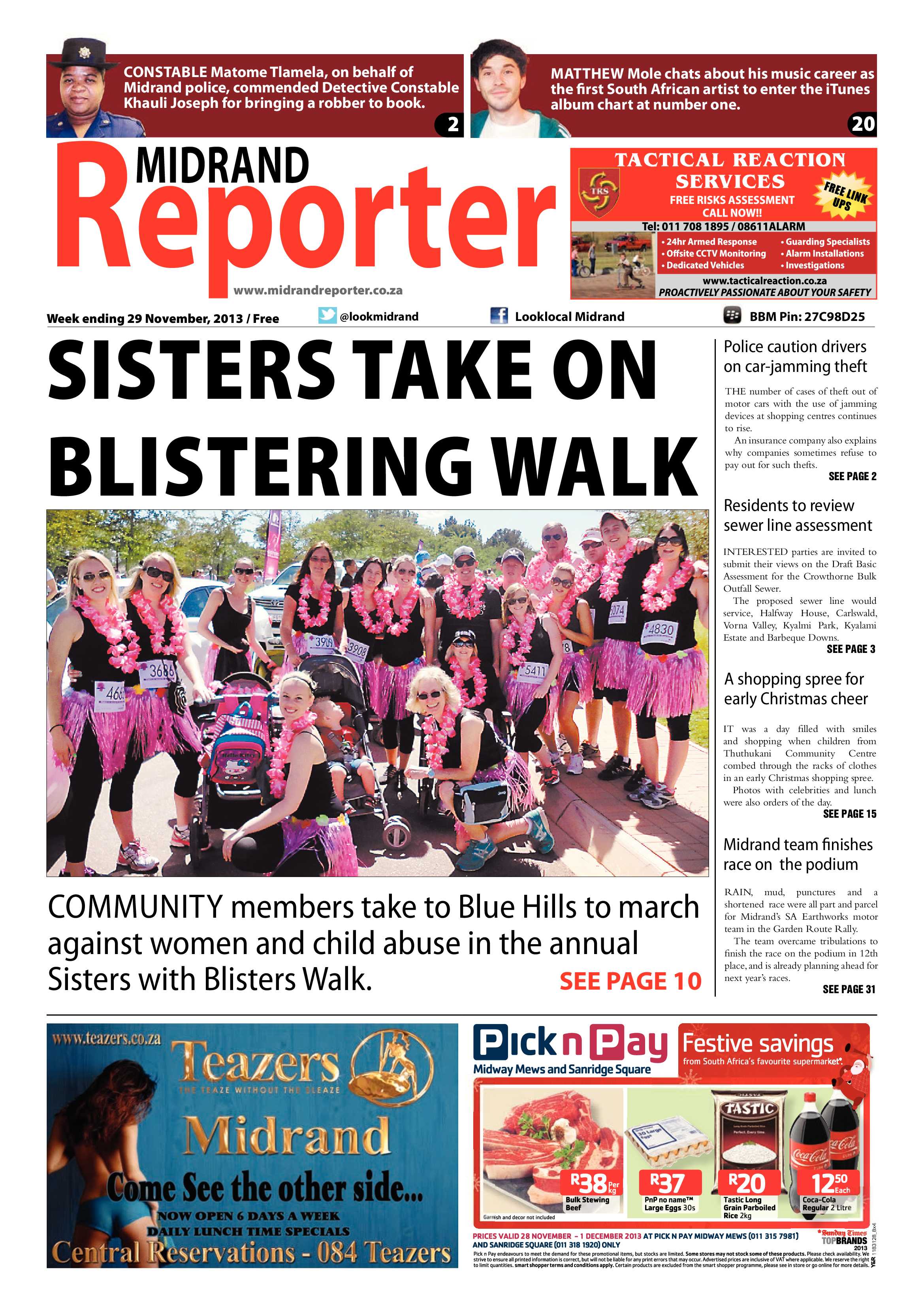 Midrand Reporter 29 November 2013 page 1