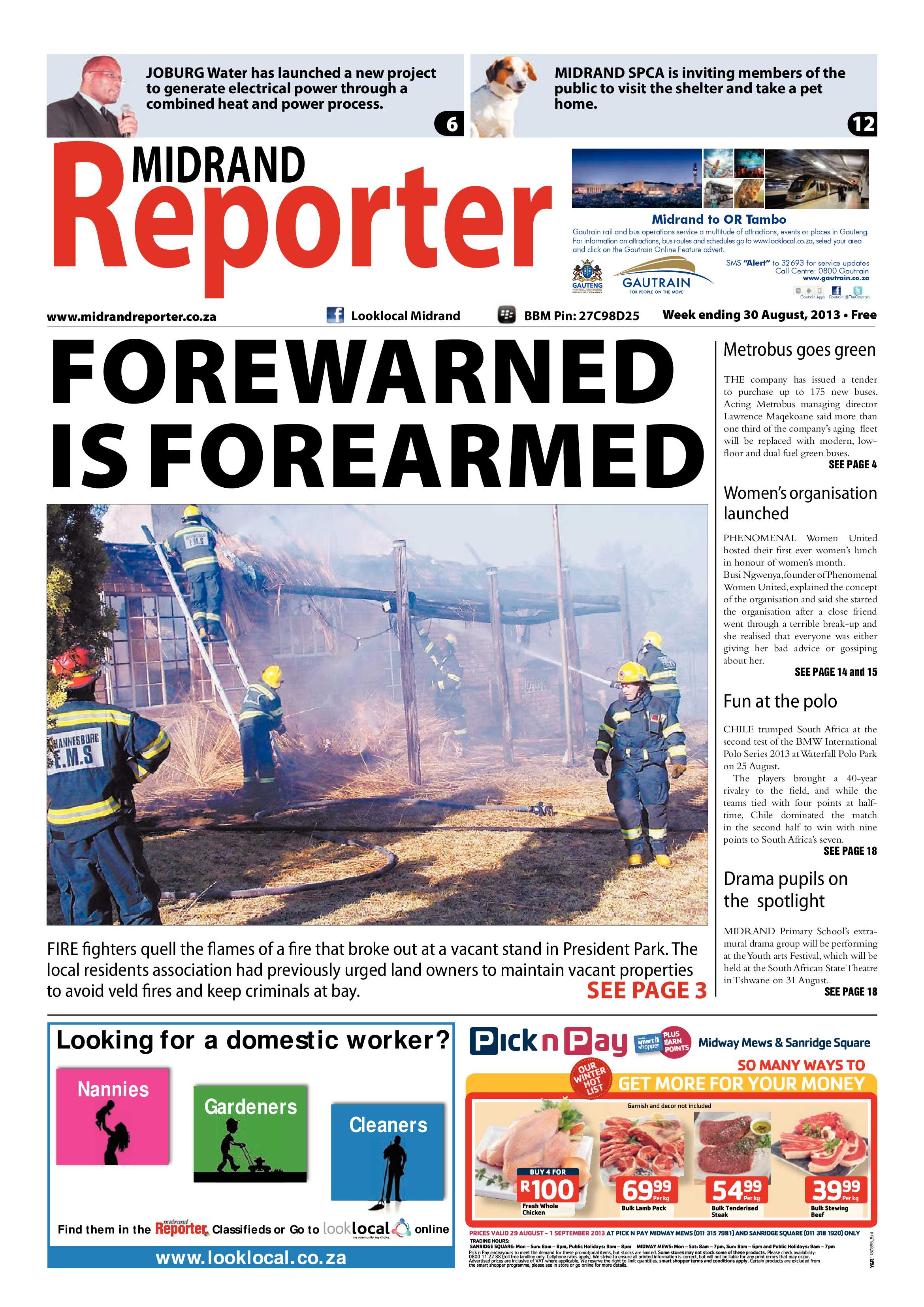 Midrand Reporter 30 August 2013 page 1