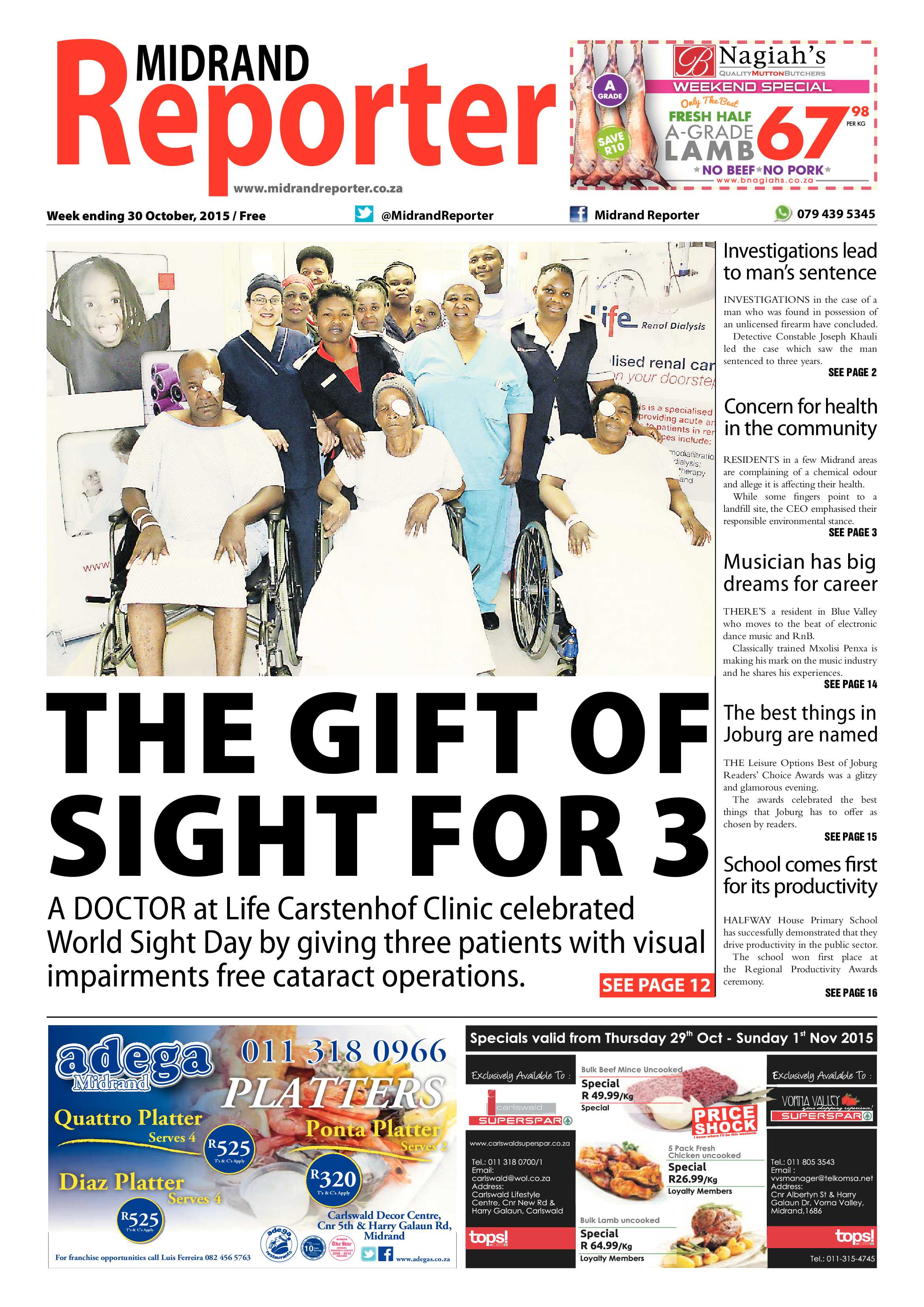 Midrand Reporter 30 October 2015 page 1